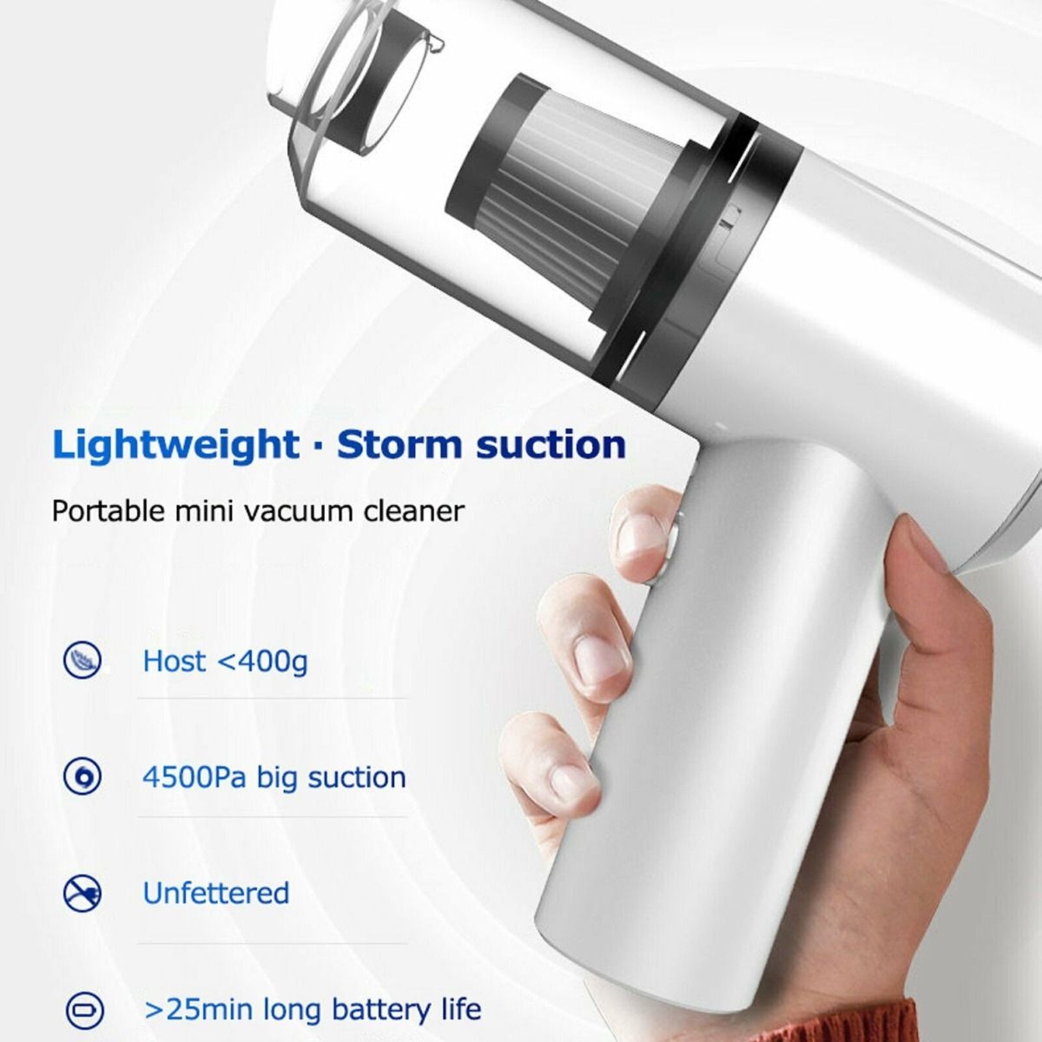 ISTAR 7.4V Rechargeable Powerful Cordless Air Duster Handheld Mini Vacuum Cleaners used for floor, sofa, bed, table top, etc.