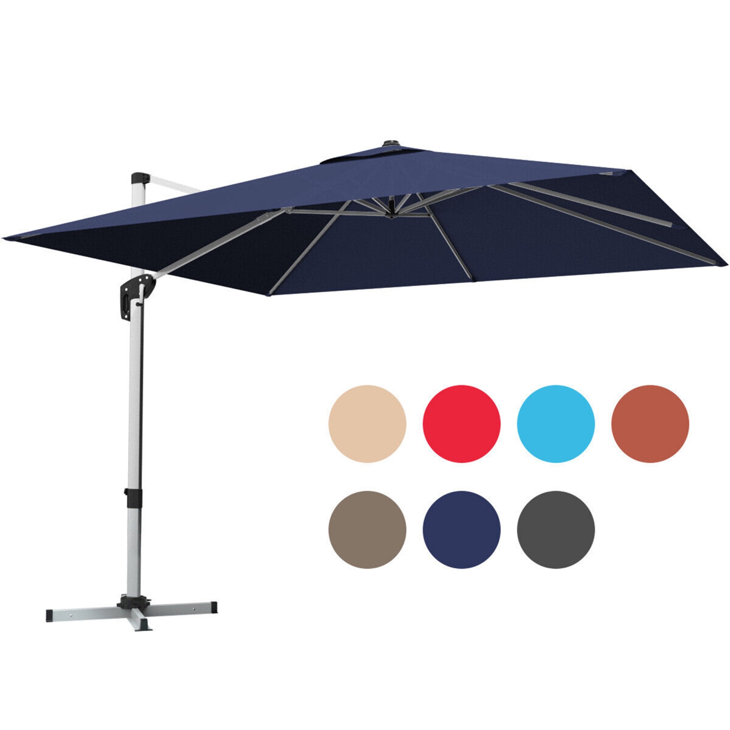 Gymax 10 Ft Square Offset Hanging Patio Umbrella 360 Degree Tilt