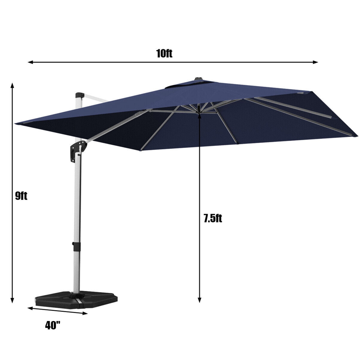 Gymax 10 Ft Square Offset Hanging Patio Umbrella 360 Degree Tilt