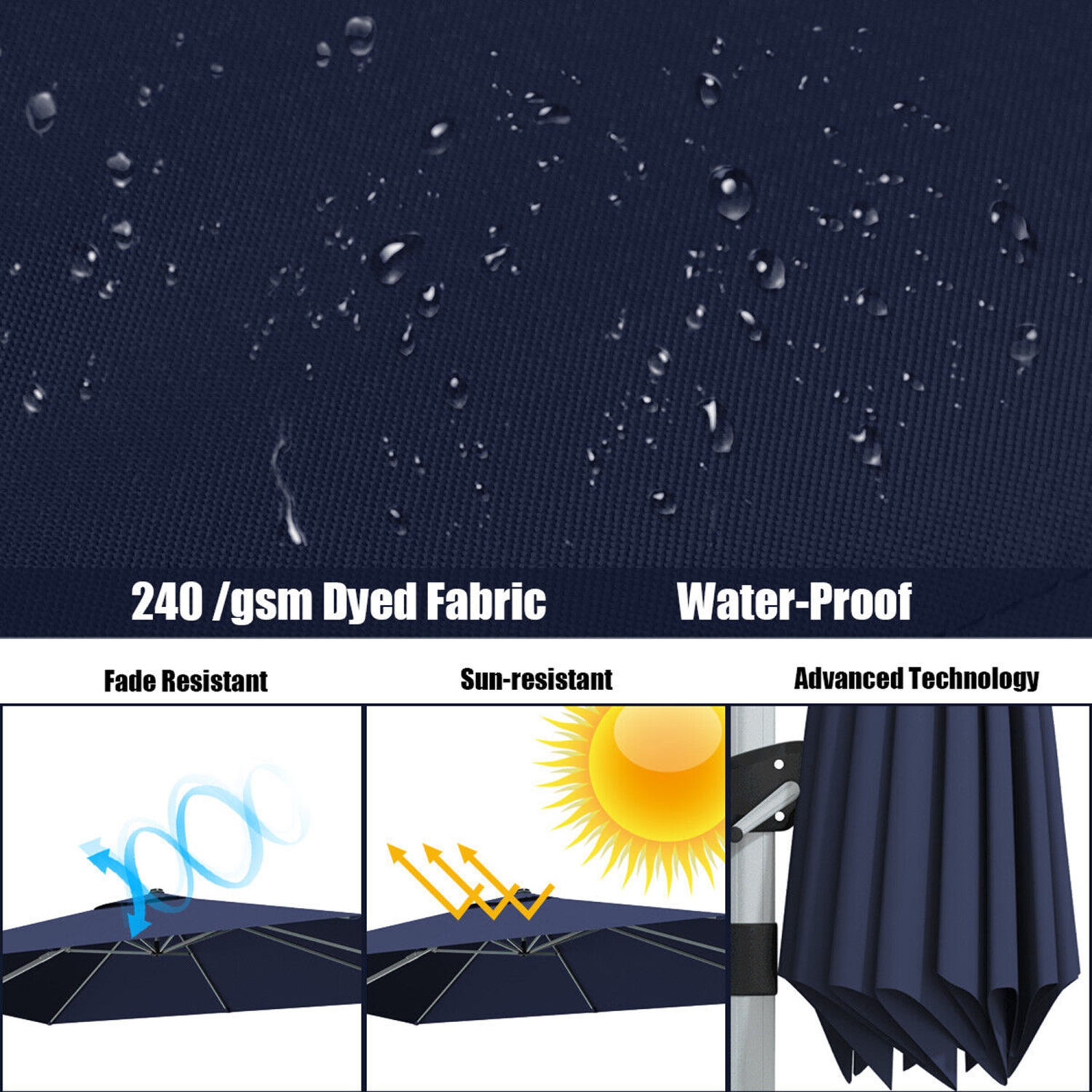 Gymax 10 Ft Square Offset Hanging Patio Umbrella 360 Degree Tilt