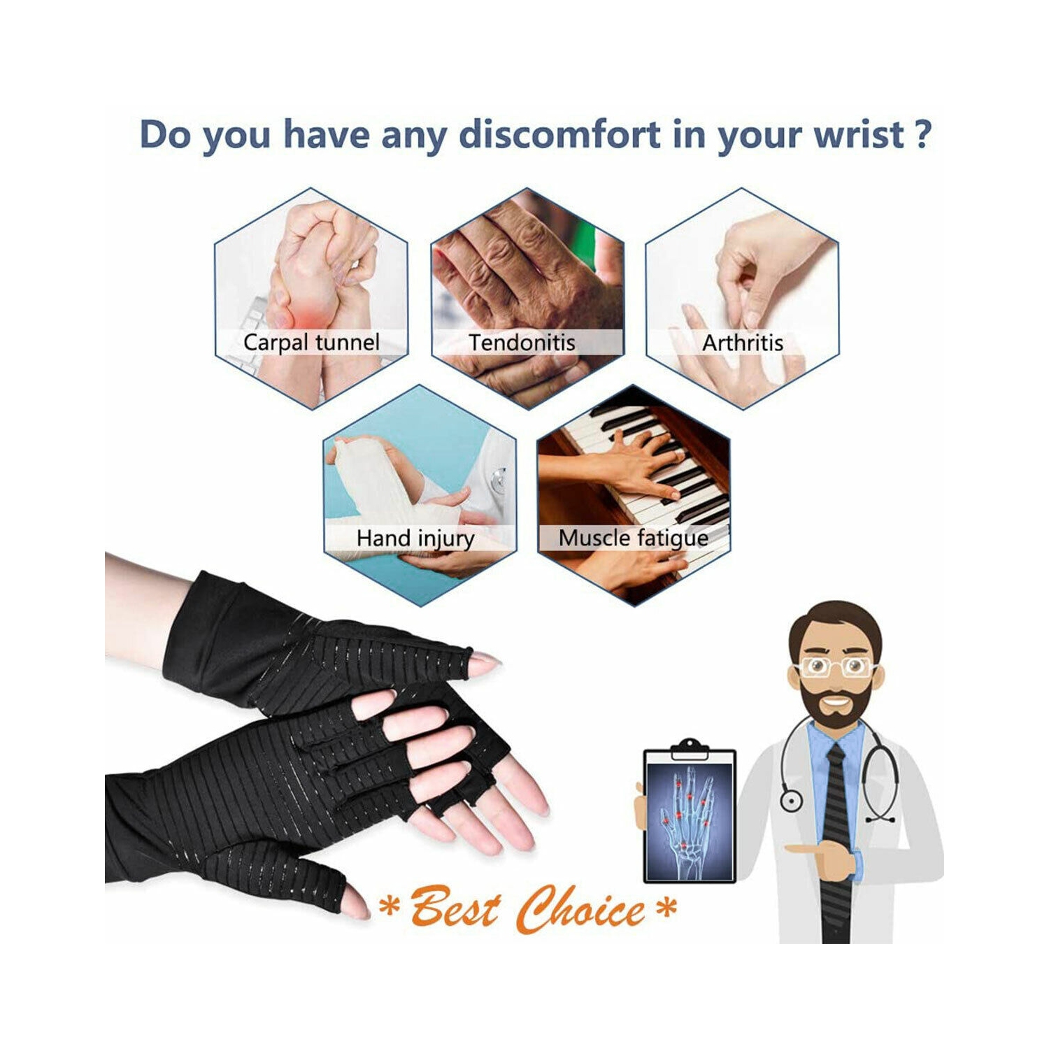 Copper Arthritis Compression Gloves-Relieve Arthritis Symptoms, Raynauds Disease