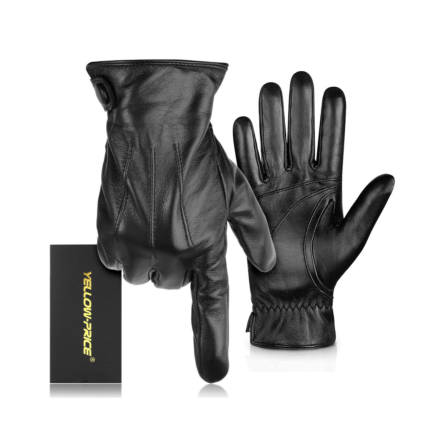 Mens Sheepskin Leather Warm Cashmere Lined Dress Luxury Vintage Gloves - CA