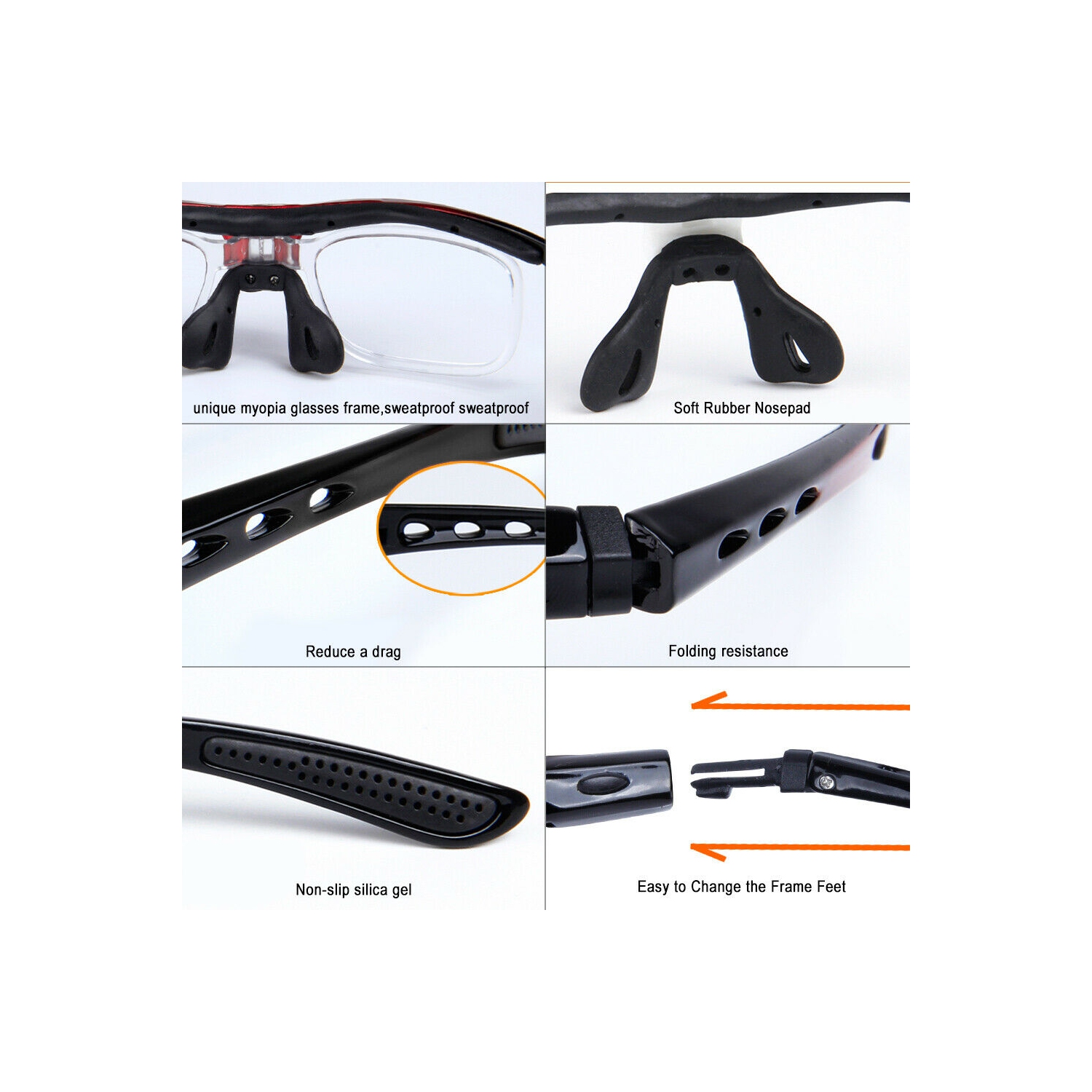 Lunettes de soleil de vélo sport, lunettes de vélo avec 5 verres interchangeables – ergonomiques