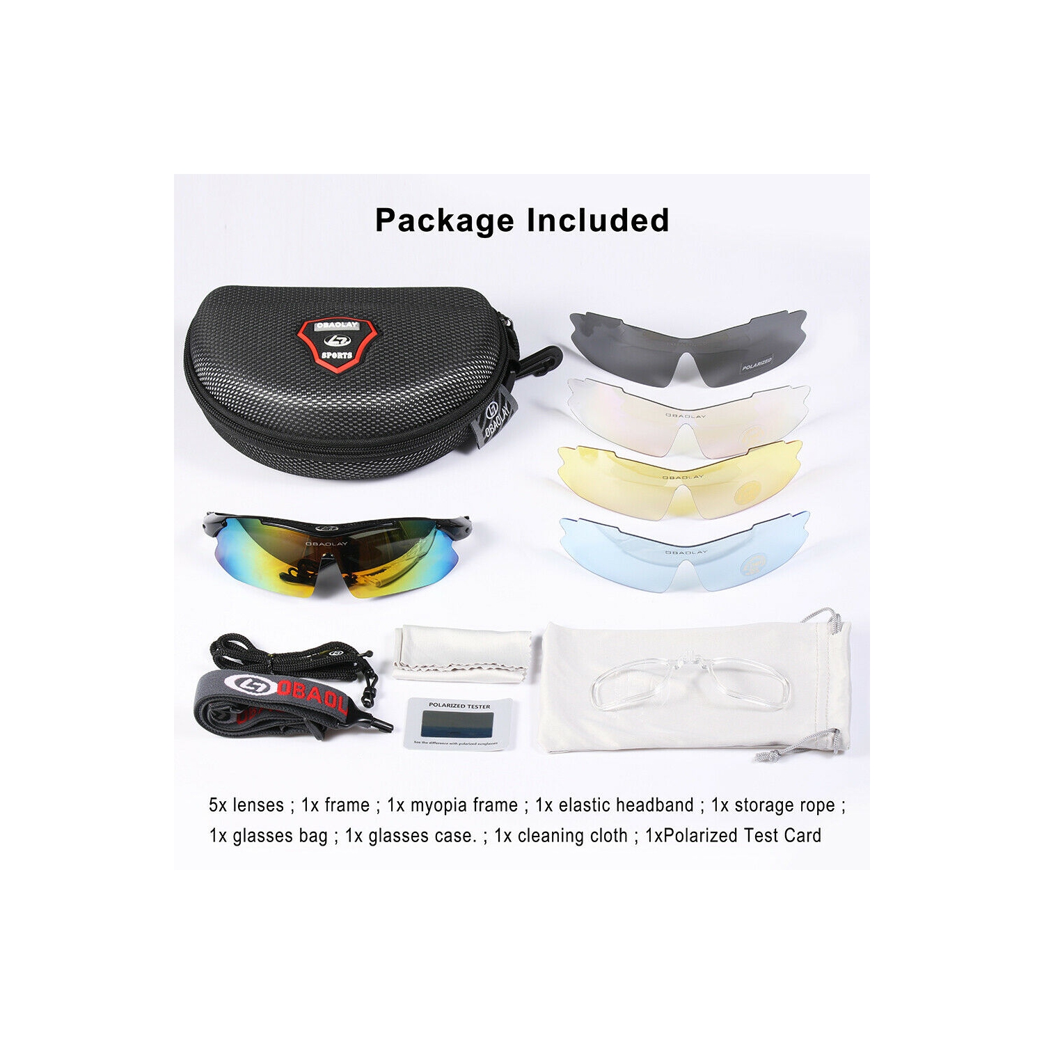 Lunettes de soleil de vélo sport, lunettes de vélo avec 5 verres interchangeables – ergonomiques