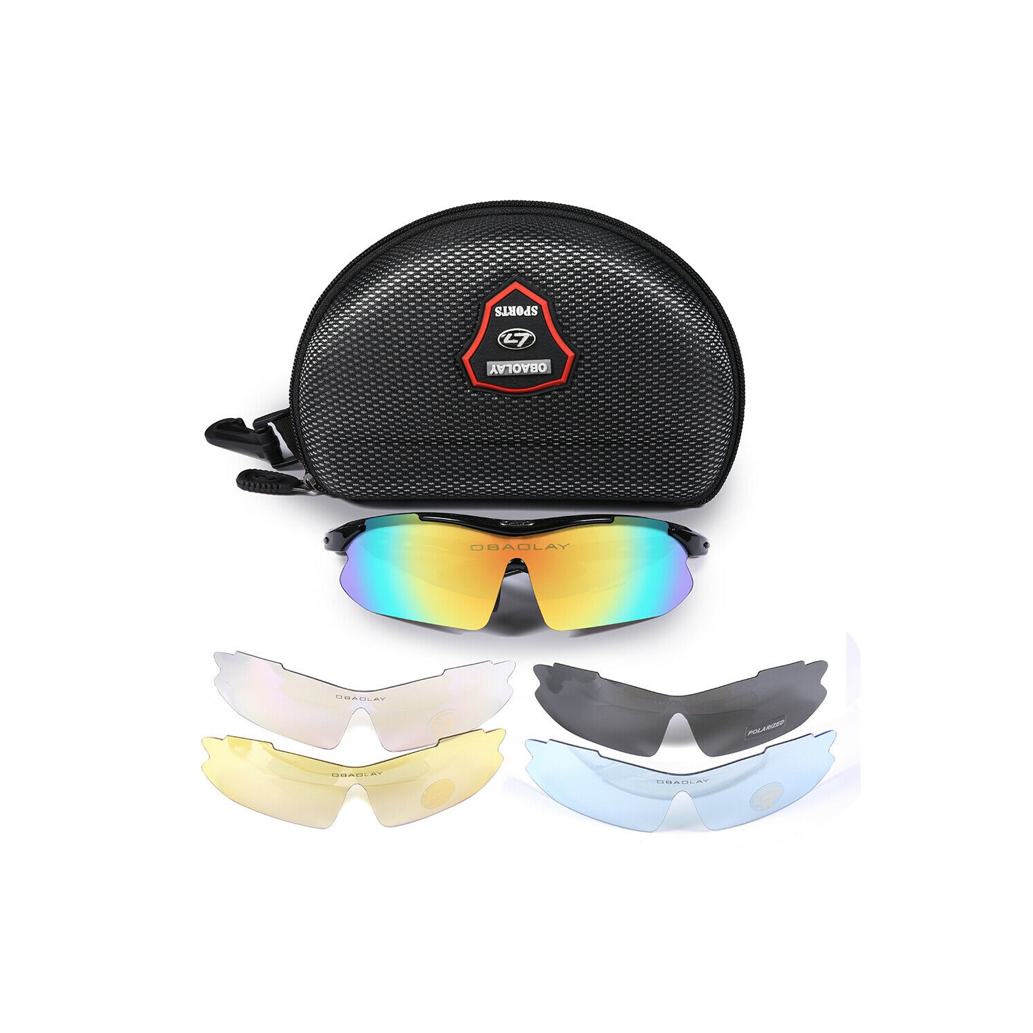 Sports Glasses with 5 Interchangeable HD Lenses-Anti Explosion,Scratch Resistant