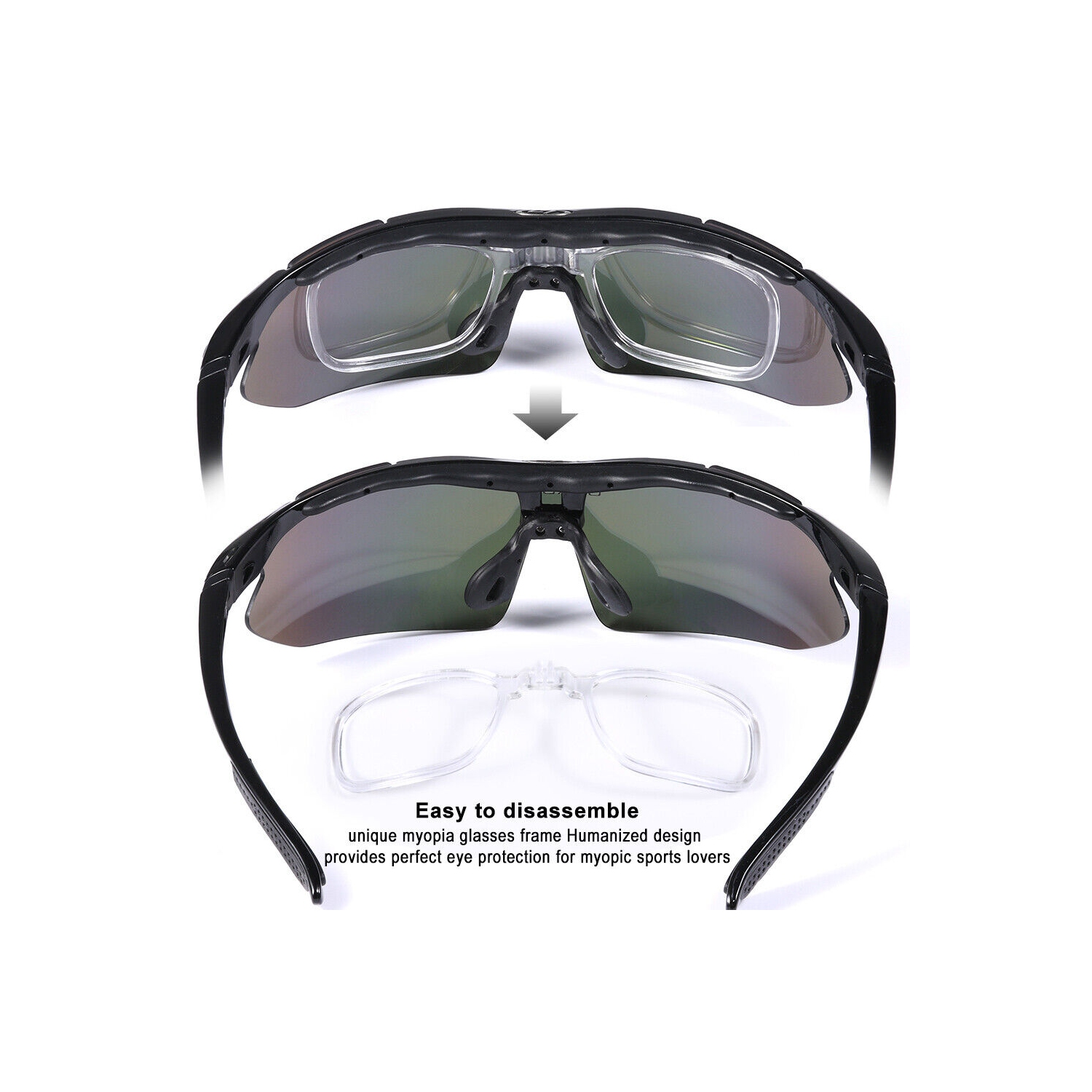 Sports Glasses with 5 Interchangeable HD Lenses-Anti Explosion,Scratch Resistant