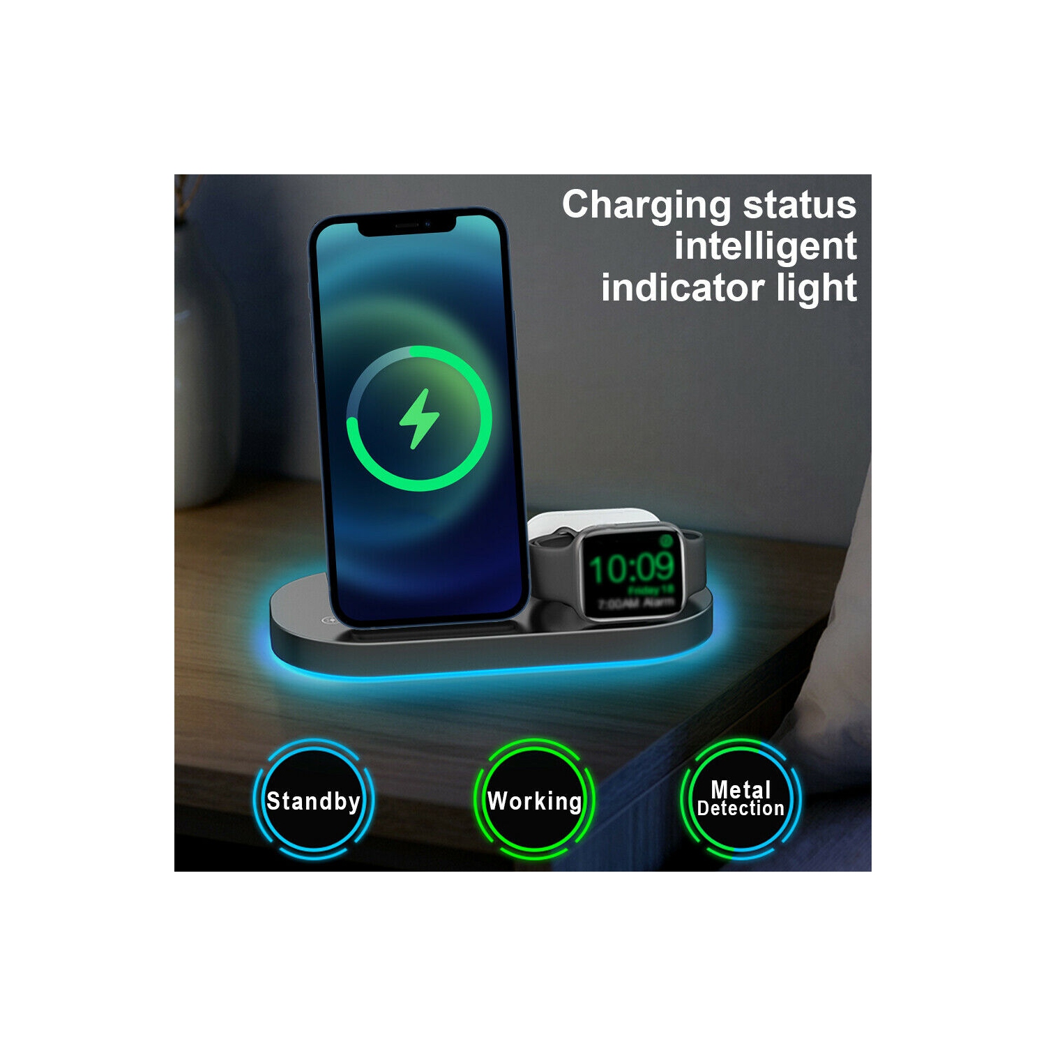 3 IN 1 Wireless Charging Station Qi 15W for iPhone 12/11/Xs/XR/8,iWatch SE/6/5/4