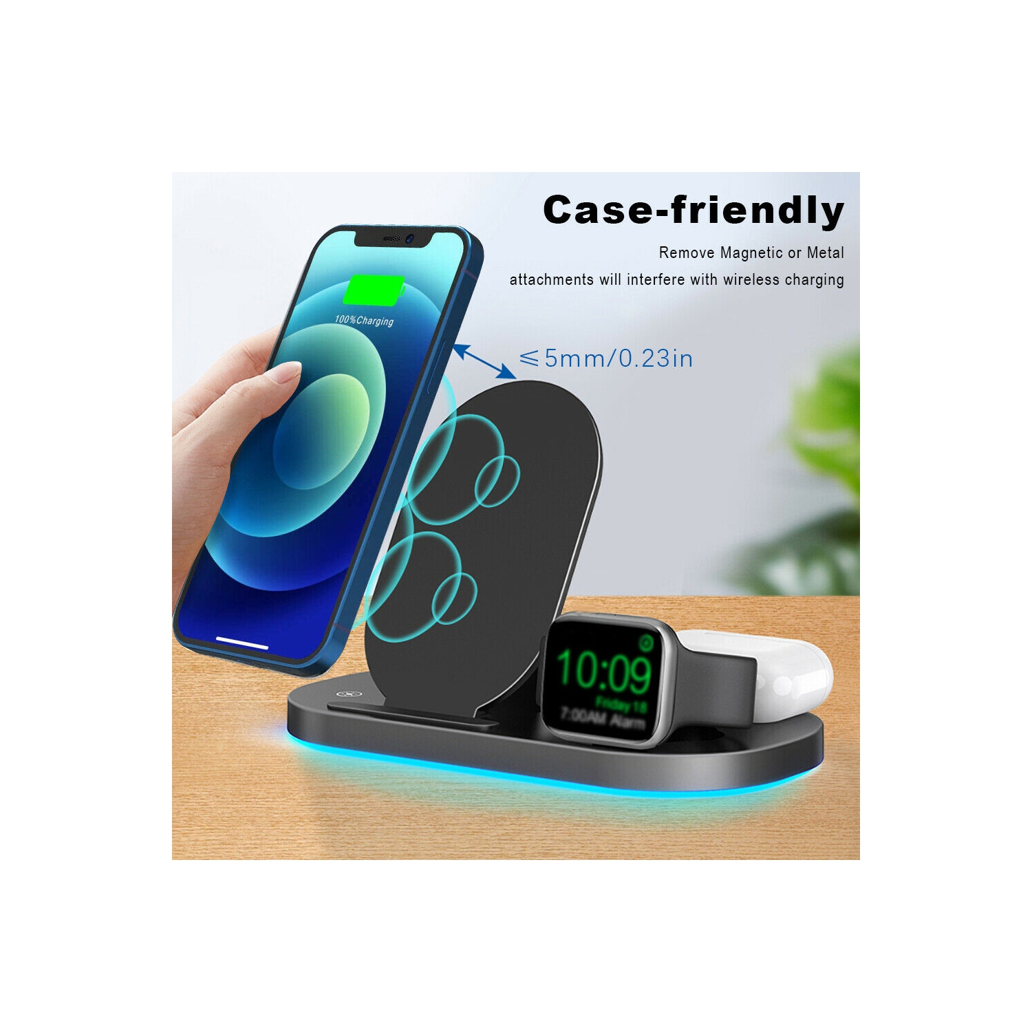 3 IN 1 Wireless Charging Station Qi 15W for iPhone 12/11/Xs/XR/8,iWatch SE/6/5/4