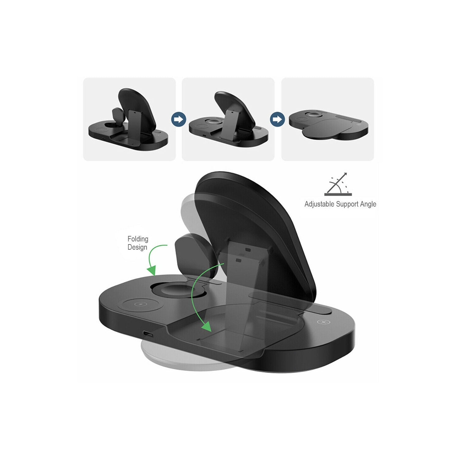 3 IN 1 Wireless Charging Station Qi 15W for iPhone 12/11/Xs/XR/8,iWatch SE/6/5/4