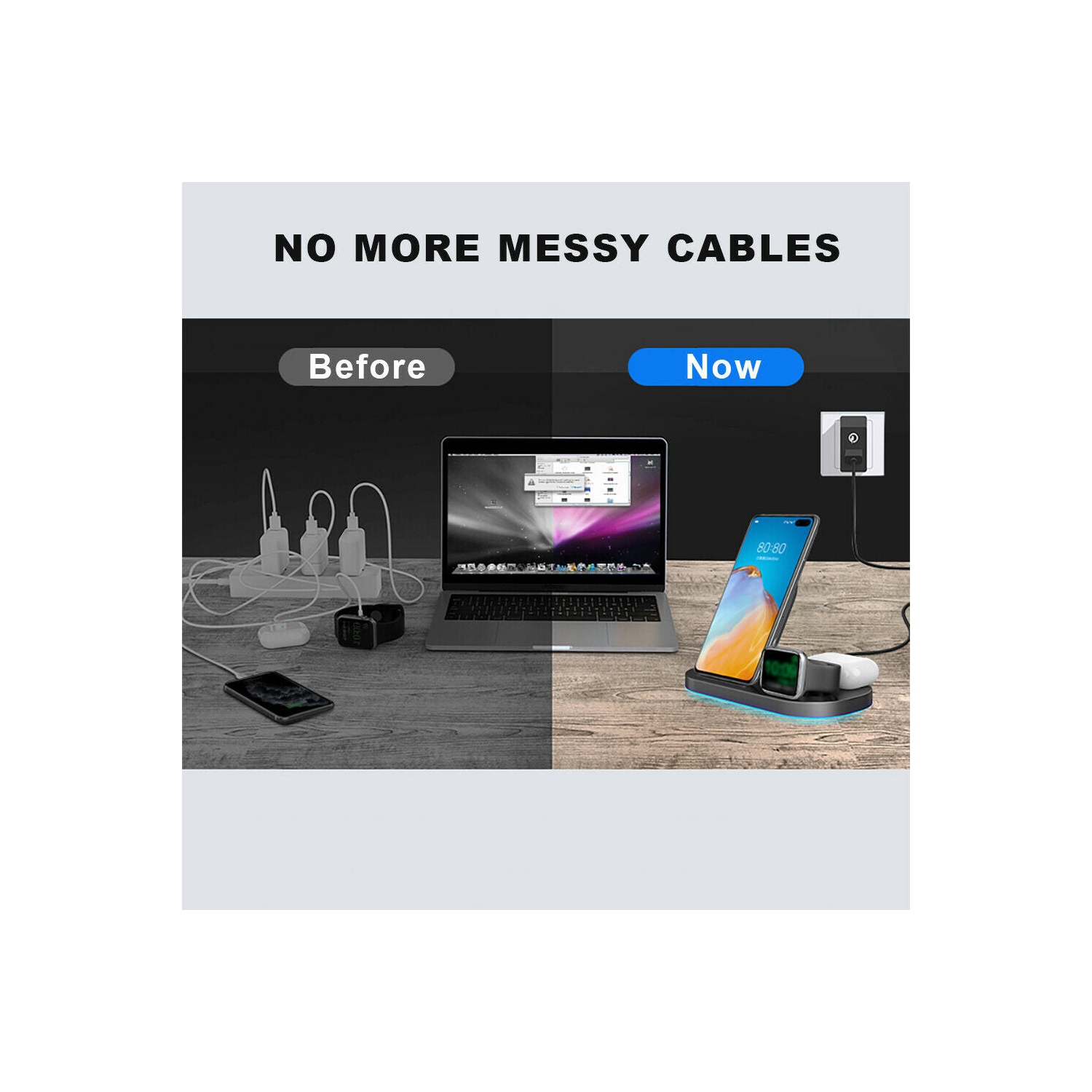 3 IN 1 Wireless Charging Station Qi 15W for iPhone 12/11/Xs/XR/8,iWatch SE/6/5/4