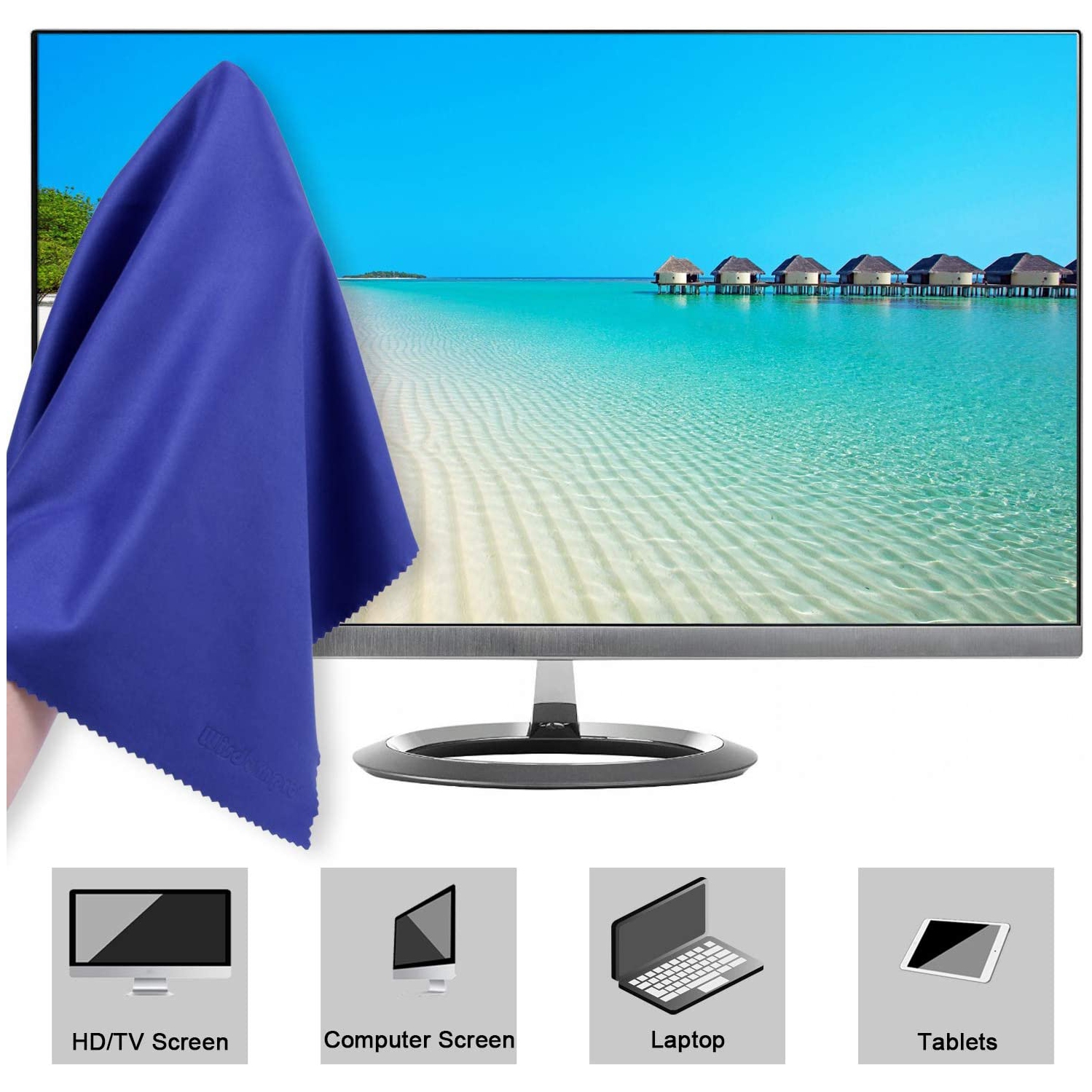 Wisdompro Extra Large 4 Pack Microfiber Cleaning Cloth For Laptop, LCD TV, Computer Screen, Monitor, Tablet, Camera Lens, Glass, Lenses, Phone,