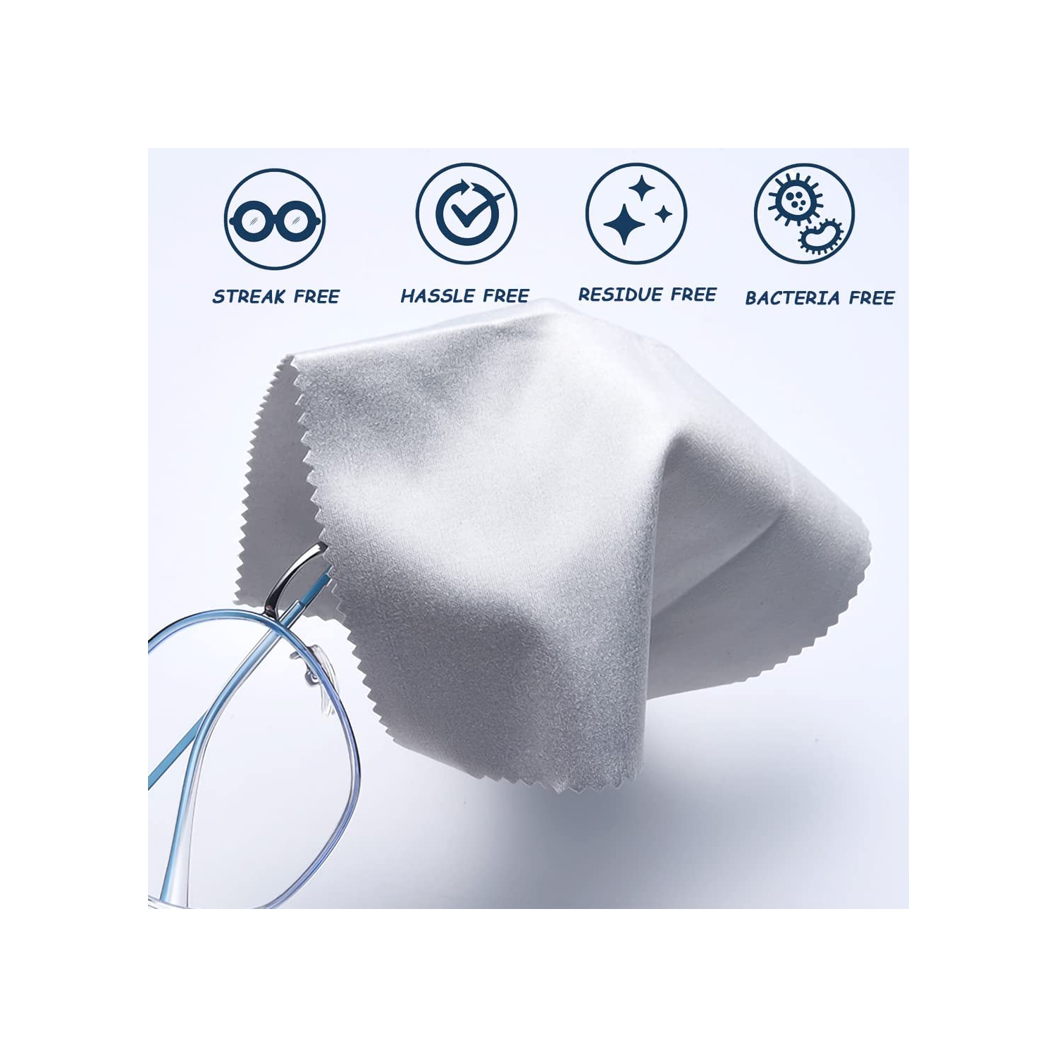 Microfiber Cleaning Cloths 20 Pack in Individual Vinyl Pouch, CKANDAY Glasses Cleaning Cloth for Eyeglasses Phone Screens Electronics Camera Lens