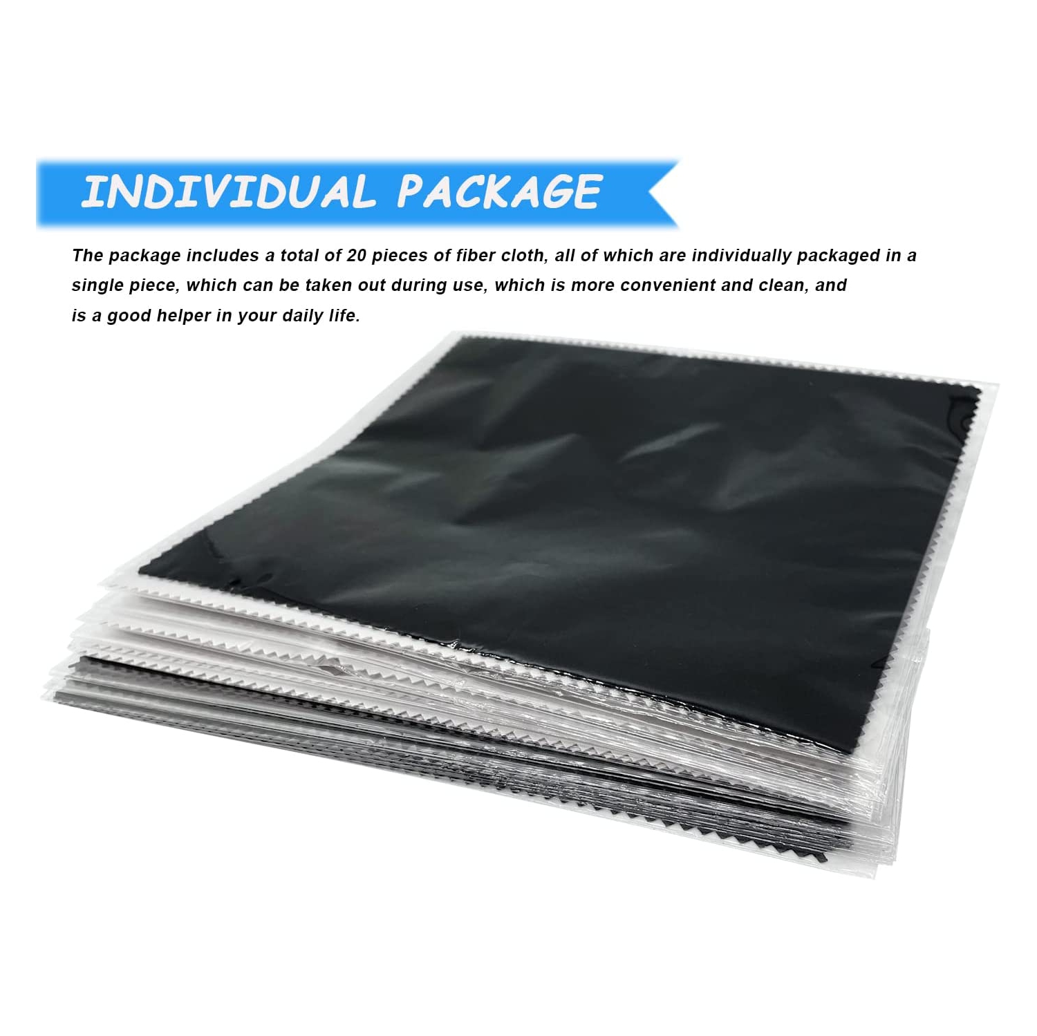 Microfiber Cleaning Cloths 20 Pack in Individual Vinyl Pouch, CKANDAY Glasses Cleaning Cloth for Eyeglasses Phone Screens Electronics Camera Lens
