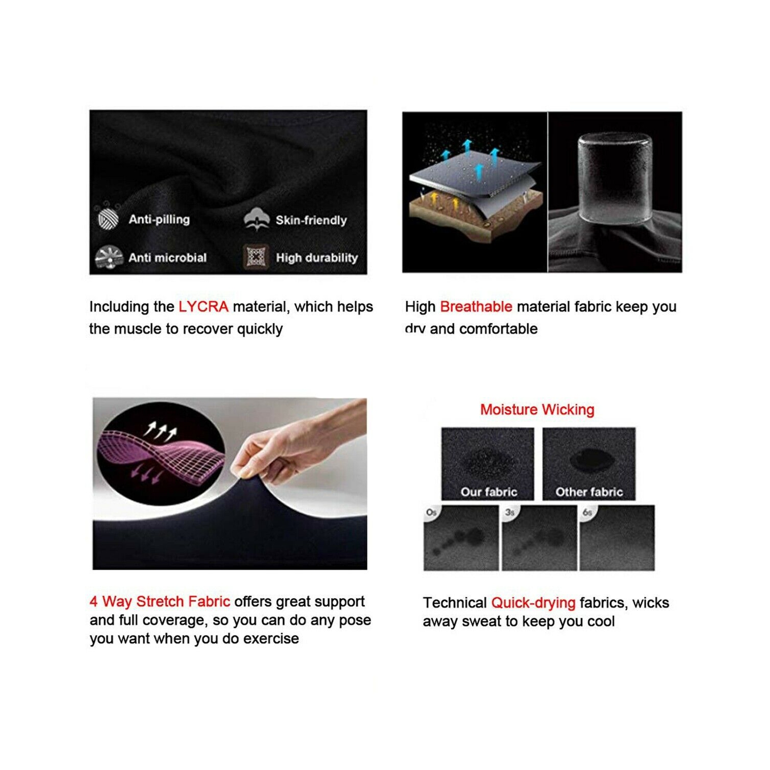 Legging athlétique de compression à taille haute Quick Dry Tummy Control pour femmes