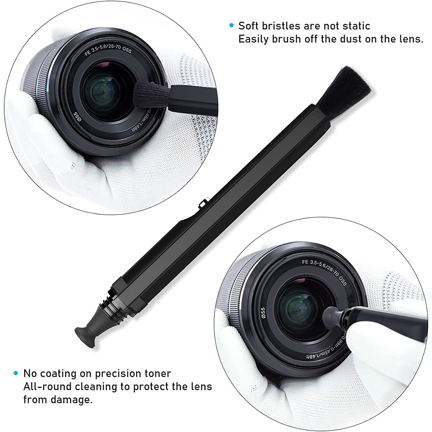 Vsgo V-P01e Professional Lens Cleaning Pen Lens Brush Double-Ended Lens Pen With Soft Brush And Nano Optical Carbon Compatible For Camera Lens