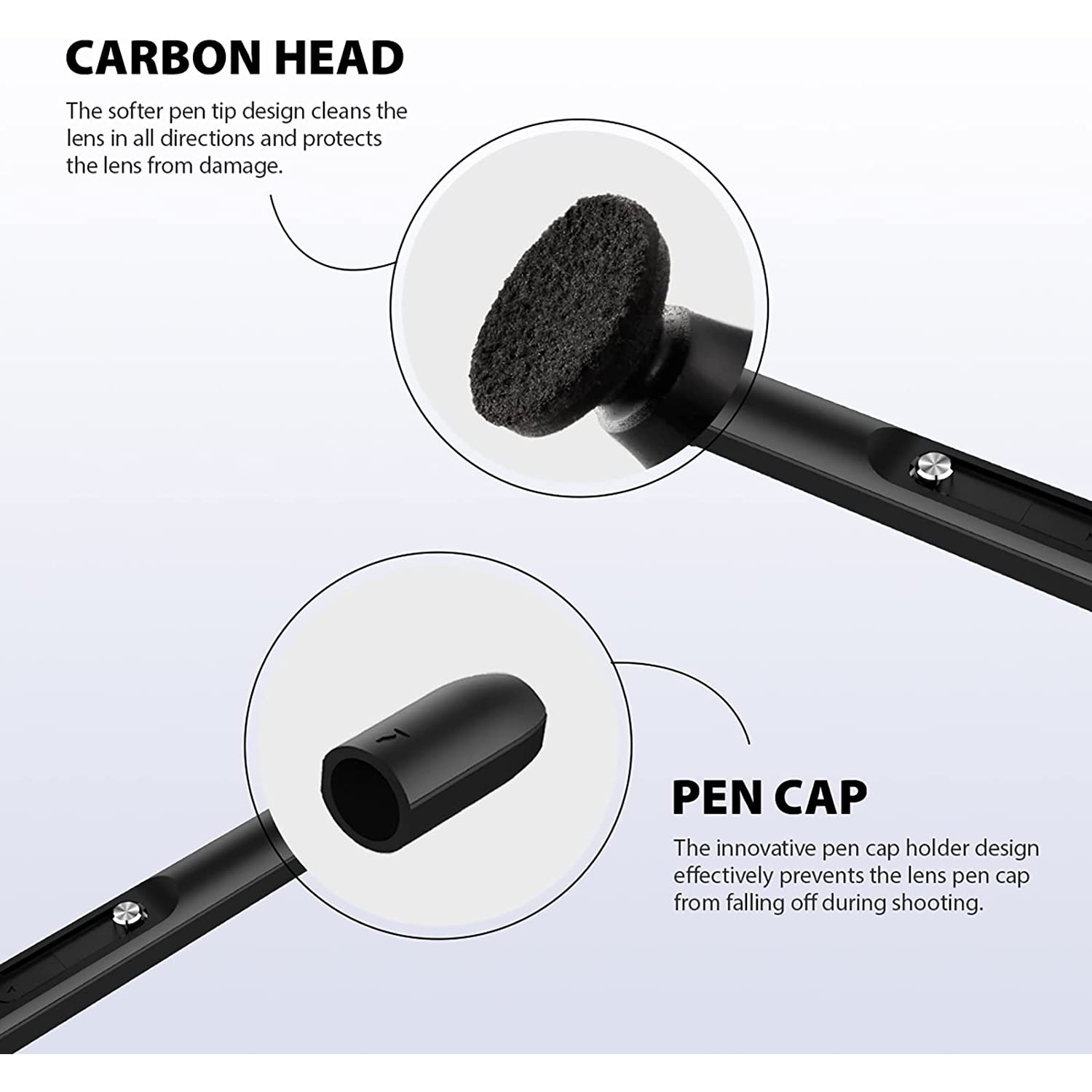 Vsgo V-P01e Professional Lens Cleaning Pen Lens Brush Double-Ended Lens Pen With Soft Brush And Nano Optical Carbon Compatible For Camera Lens