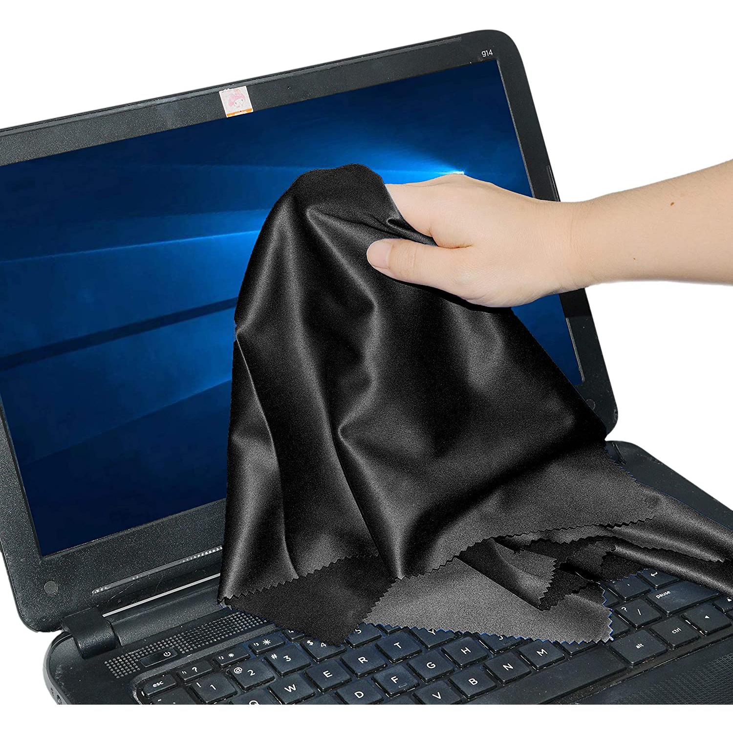 Eco-Fused Large Microfiber Cleaning Cloths - 4 Pack - 18 x 18 inch - Perfect for Wide Screen TVs, Large Computer Monitors- Also for Cleaning Glasses,
