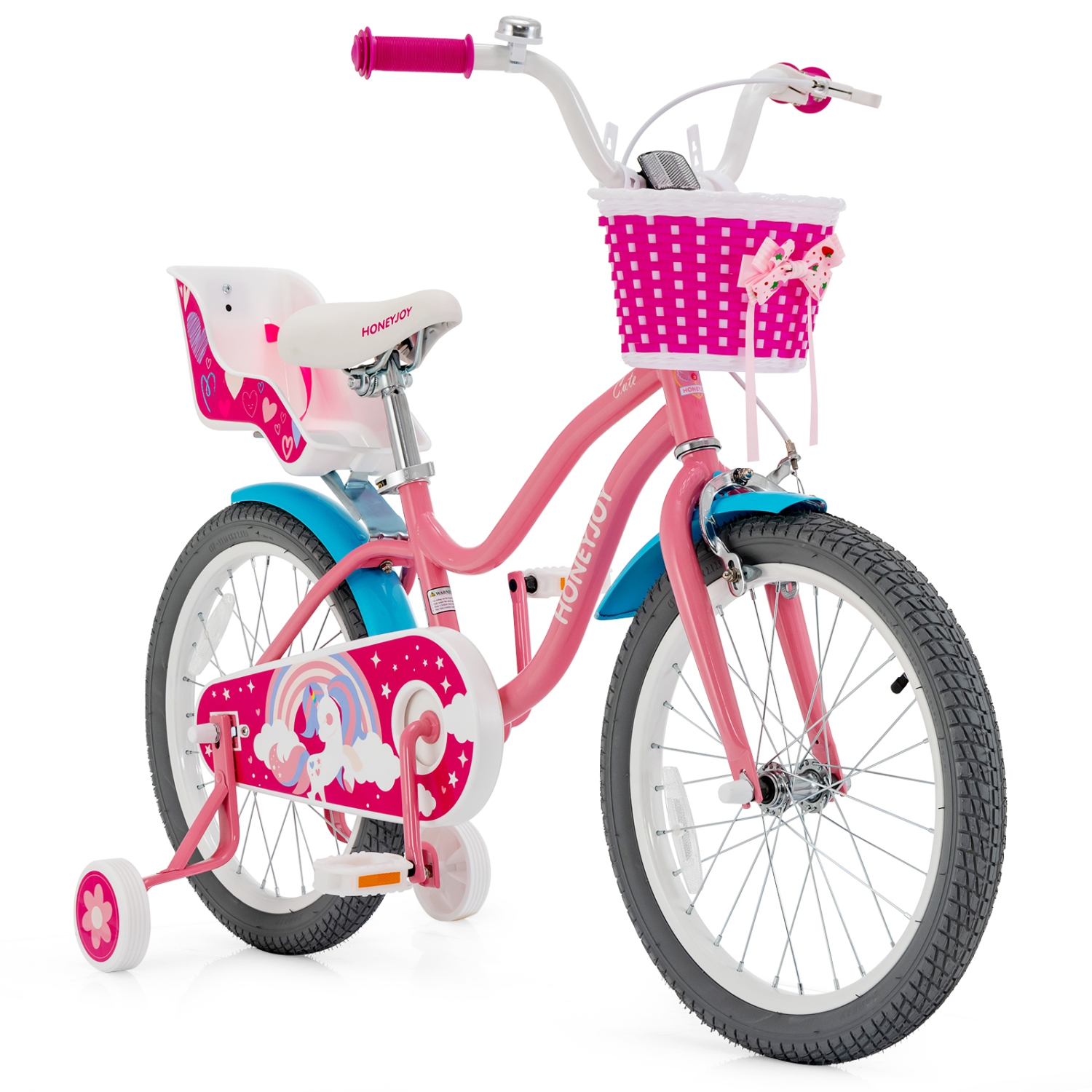 Vélo pour enfants de 18 po avec roues d'entraînement et panier de Costway pour garçons et filles de 5-9 à 8 ans