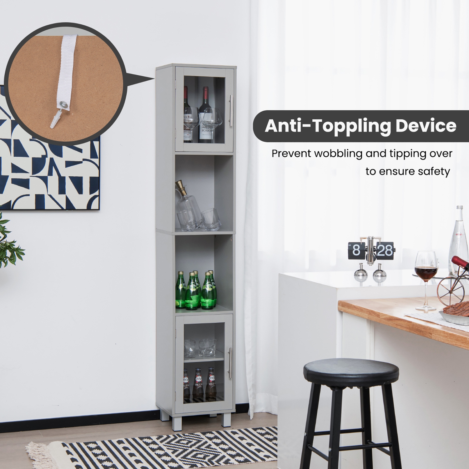 Armoire de rangement verticale haute de 71&nbsp;po pour salle de bain de Costway Étagères de présentation pour chambre à coucher