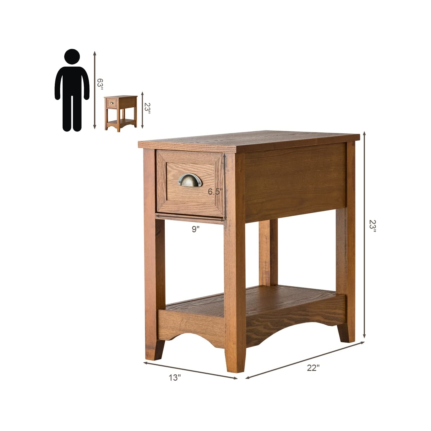 Ensemble de 2 tables de bout modernes avec tiroirs de rangement pour la chambre ou le salon