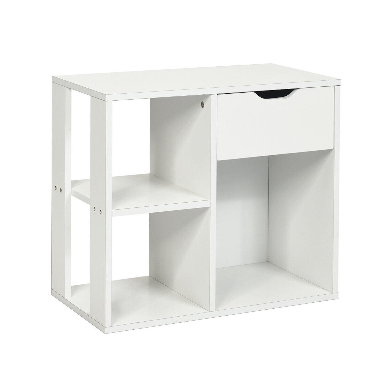 3-tier Side Table with Storage Shelf and Drawer Space