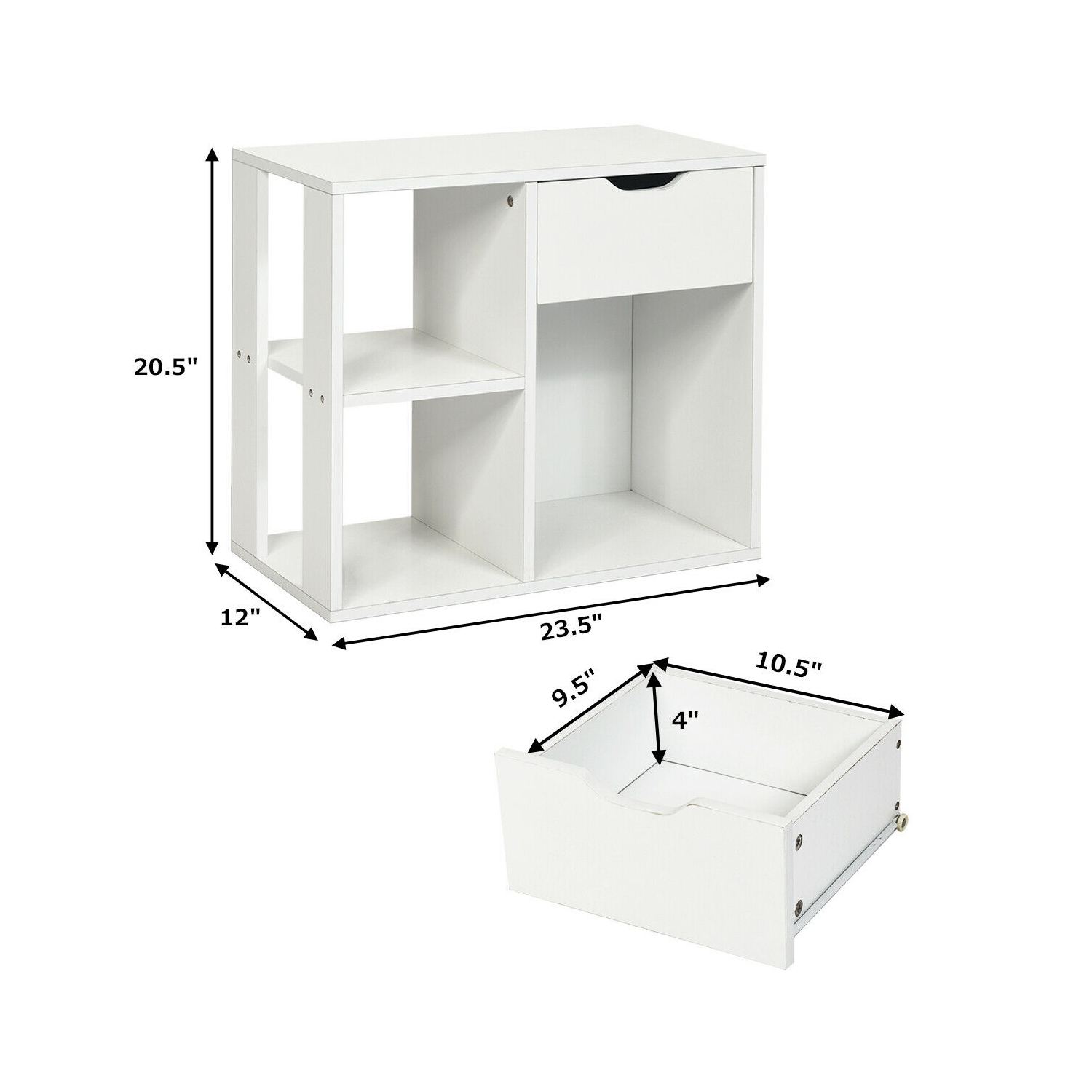 3-tier Side Table with Storage Shelf and Drawer Space