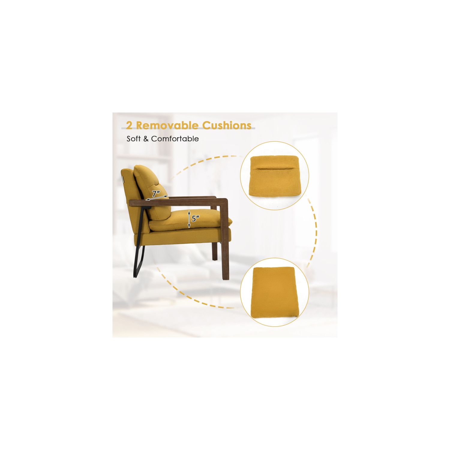 Canapé-lit simple avec coussins très épais – Fauteuil d'appoint confortable pour le salon ou la chambre à coucher