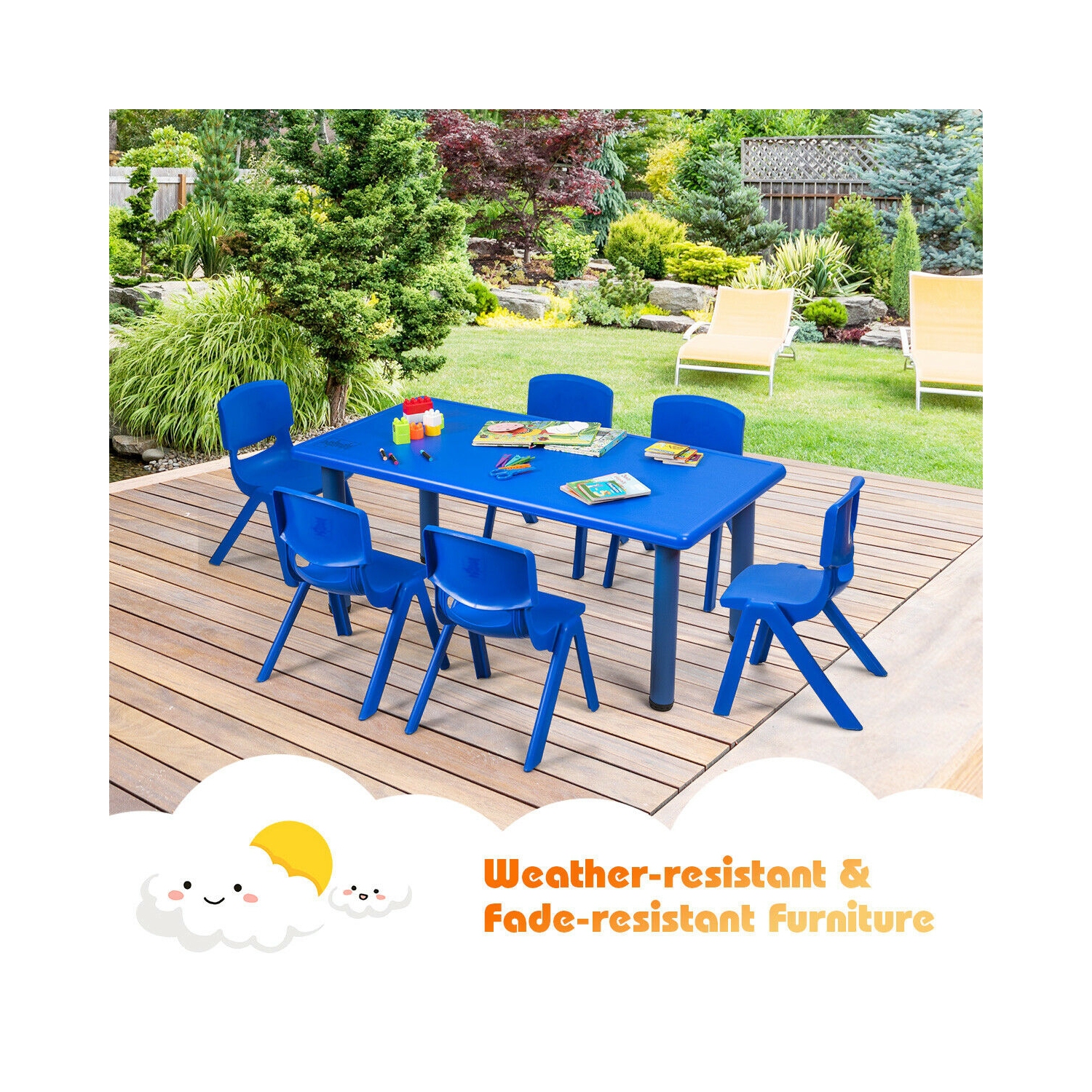 Paquet de 6 chaises empilables en plastique pour enfants - Bleu