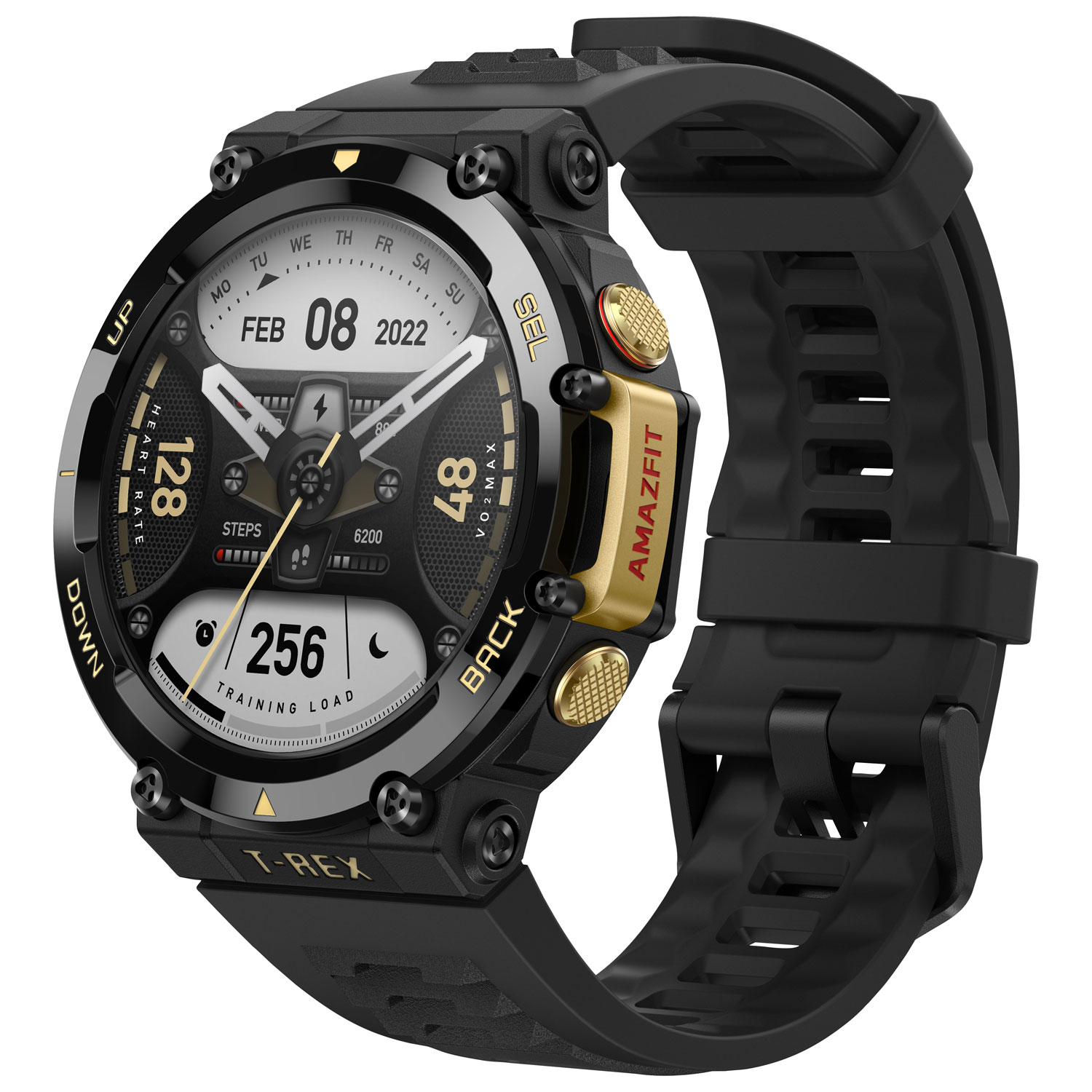 Amazfit T-Rex 2 Smartwatch with Heart Rate Monitor - Black/Gold 