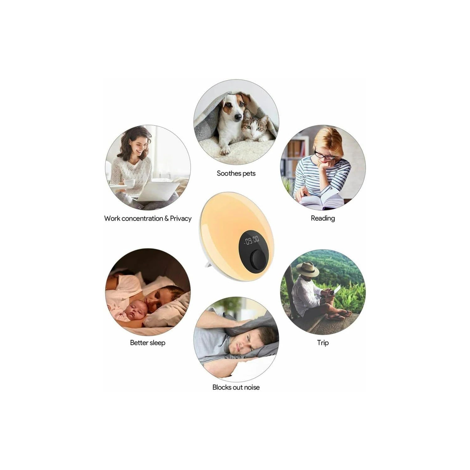 Nouveauté : Lampe de table à bruit blanc de poche avec bouton, fiche américaine