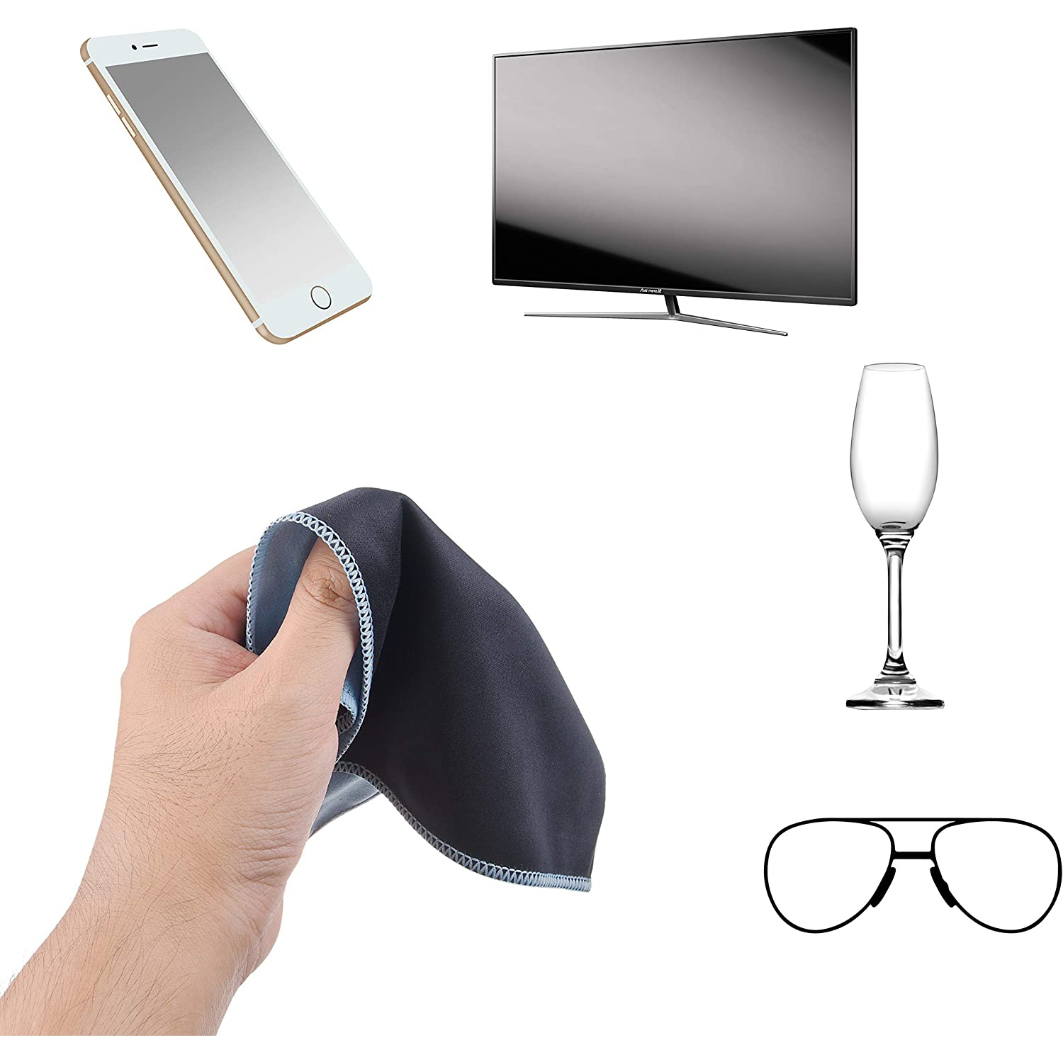 Kare & Kind 5X Microfiber Cleaning Cloths - Double-Sided - for Cleaning Glasses, Eyeglasses, Camera Lens, iPad, Tablet, Smartphone, Laptop, Computer,