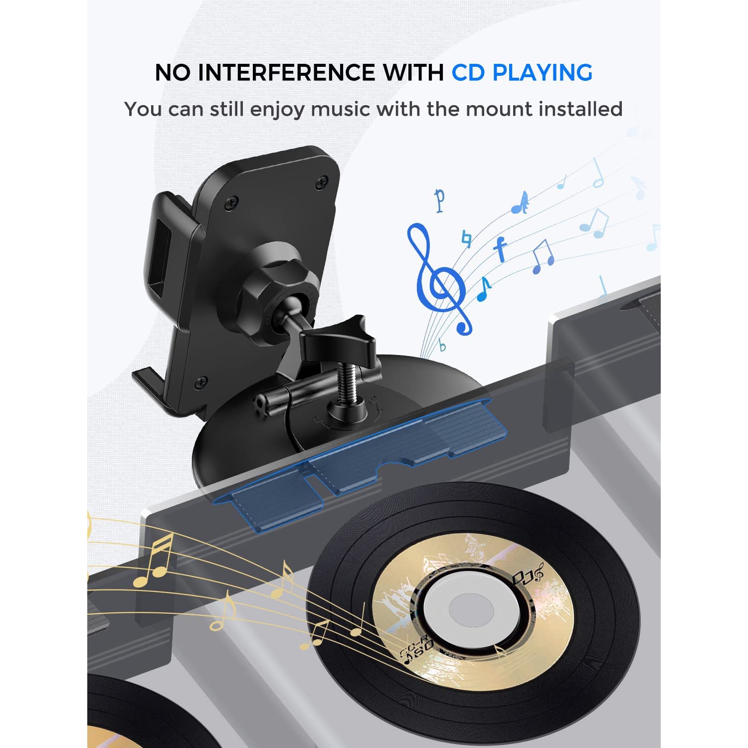 Cell Phone Holder for Car, CD Slot Car Phone Mount, One Button Release Easy Installation CD Player Car Phone Holder Mount Compatible with iPhone 13