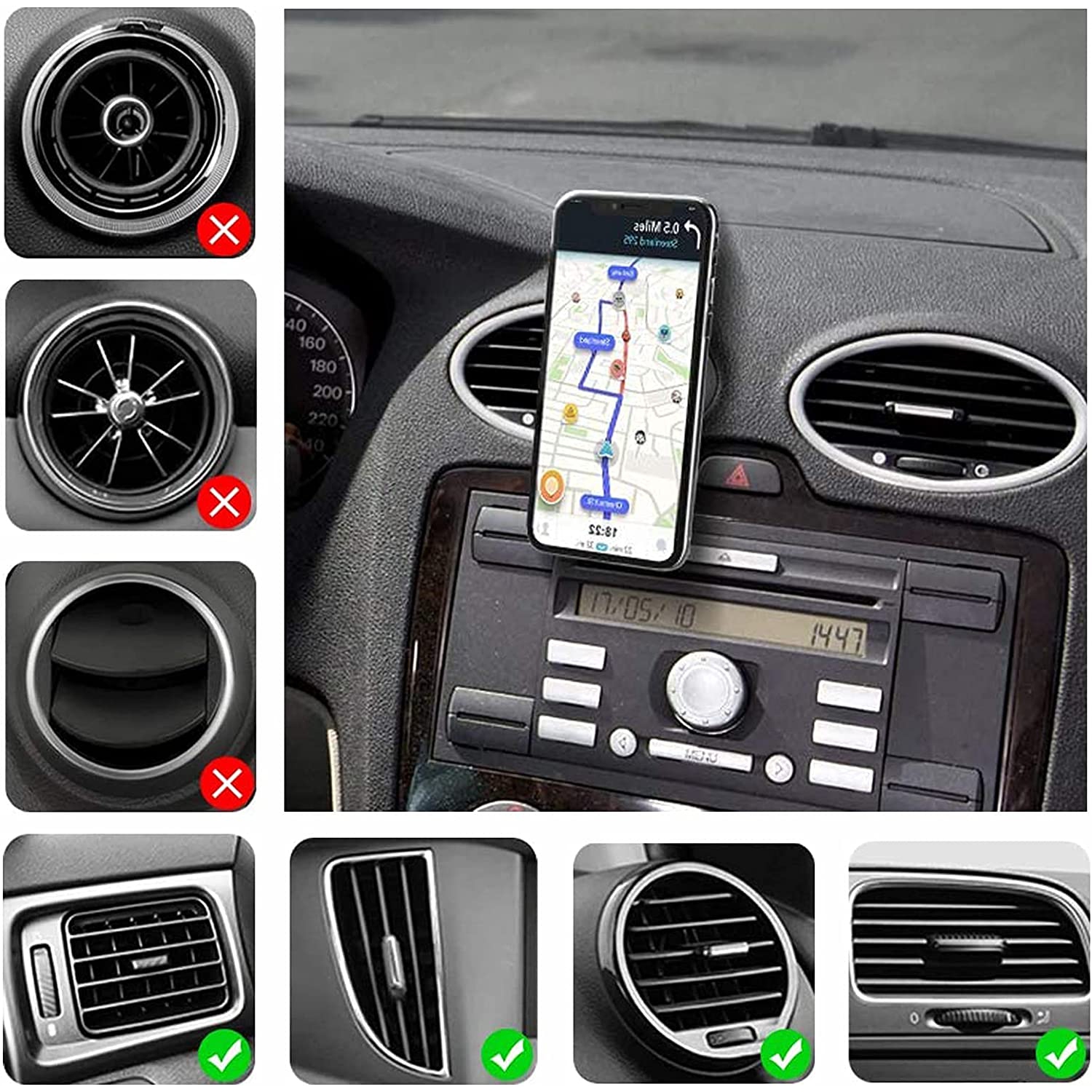 Car Universal Phone Mount for Collapsible Grip/Socket Mount Phone Holder Pop Air Vent Out Stand Car Mount 360 Degrees Dashboard Desk Wall Bracket for