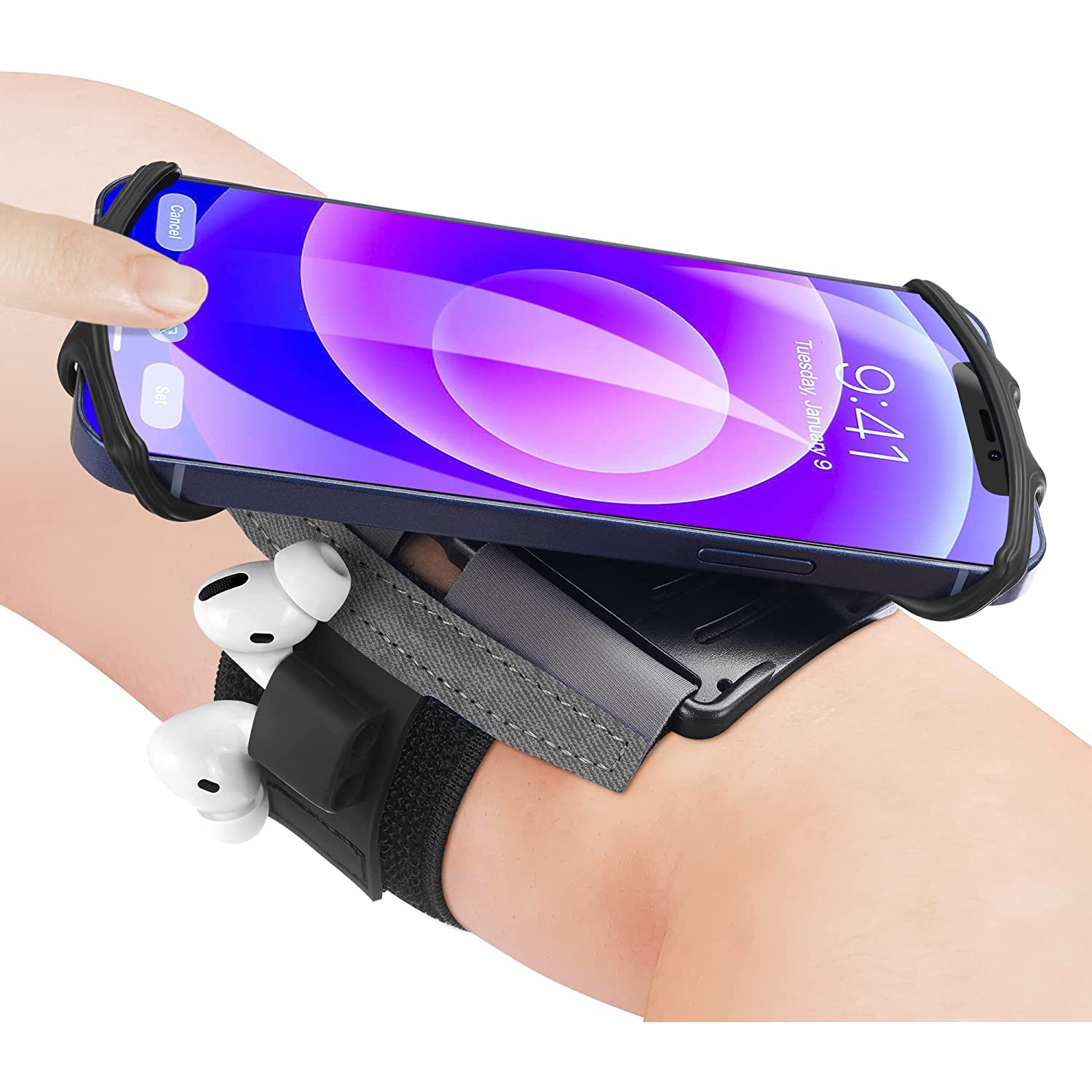 180° Rotatable Running Phone Armband :with Key Holder for Apple iPhone Xs Max XR X 8 7 6 6S Plus Samsung Galaxy S9+ S9 S8 S7 S6 Edge Note 8 Google Pixel LG,for Sports Worko