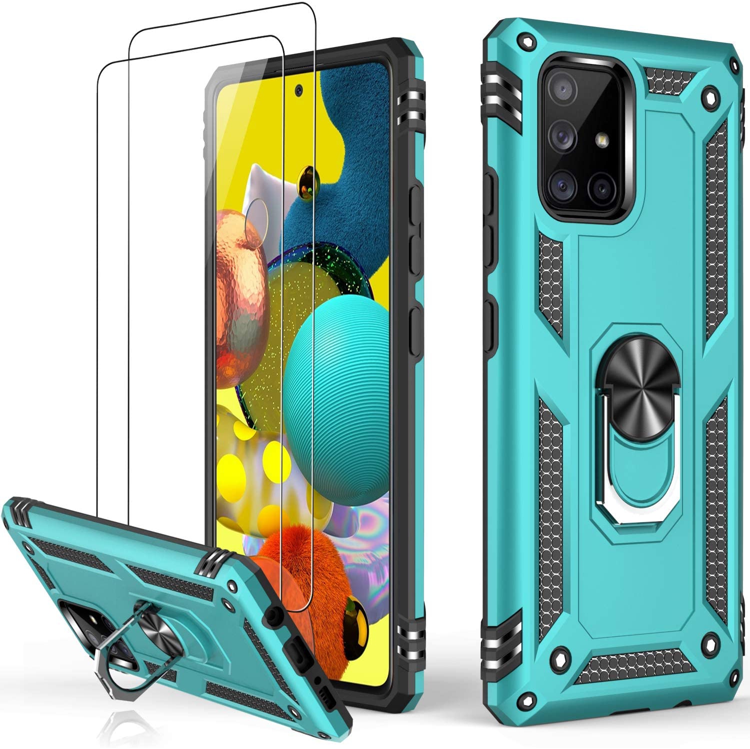 Galaxy A51 5G Case,Pass 16ft. Drop Tested Military Grade Cover with Magnetic Ring Kickstand Compatible with Car Mount Holder,Protective Phone Case for Samsung Galaxy A51 5G