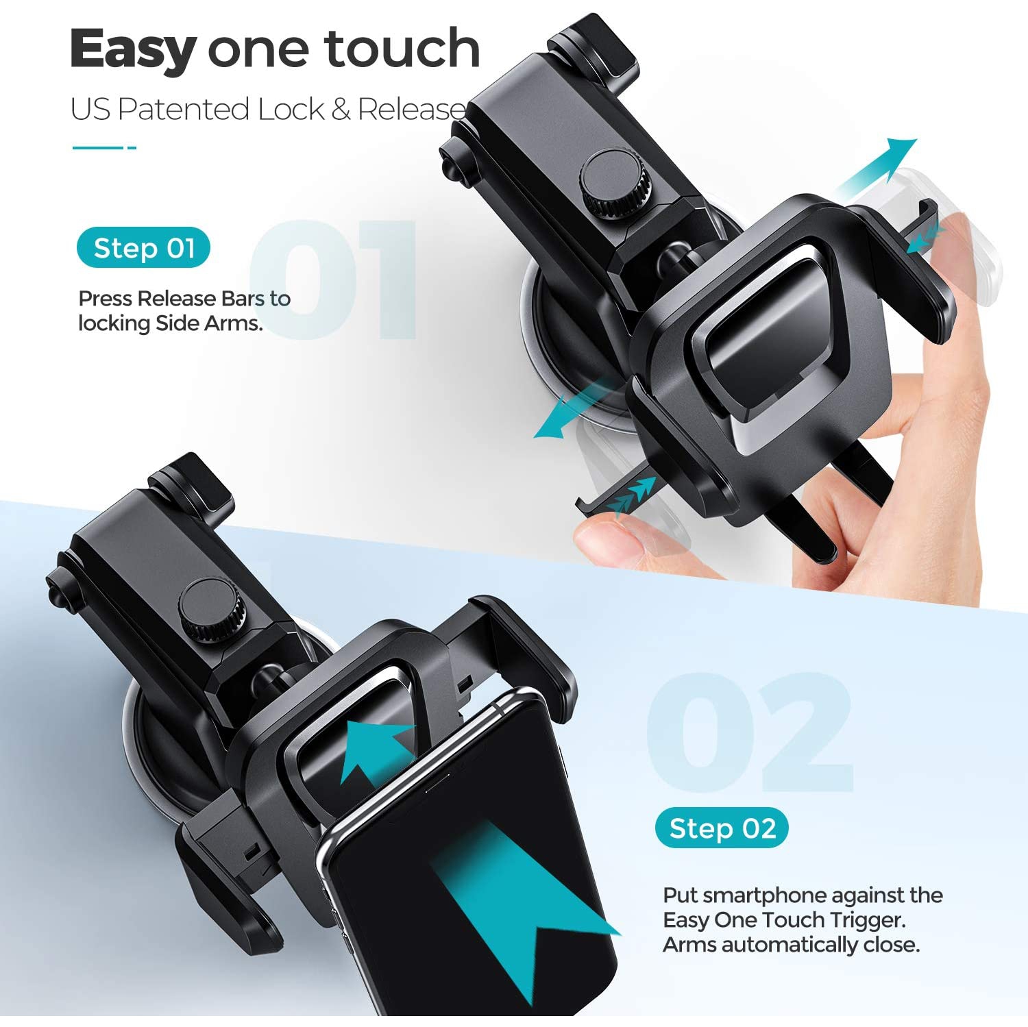 Car Phone Mount, Dashboard Car Phone Holder, Washable Strong Sticky Gel Pad Fit for All Cell Phones