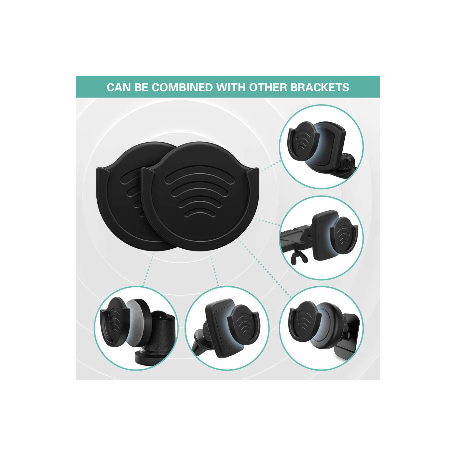 Car Grips Mount for Phone Stand, 2 Pack Car Phone Holder for Collapsible Grip / Socket Mount Users with 3M Sticky Adhesive Replacement Used on