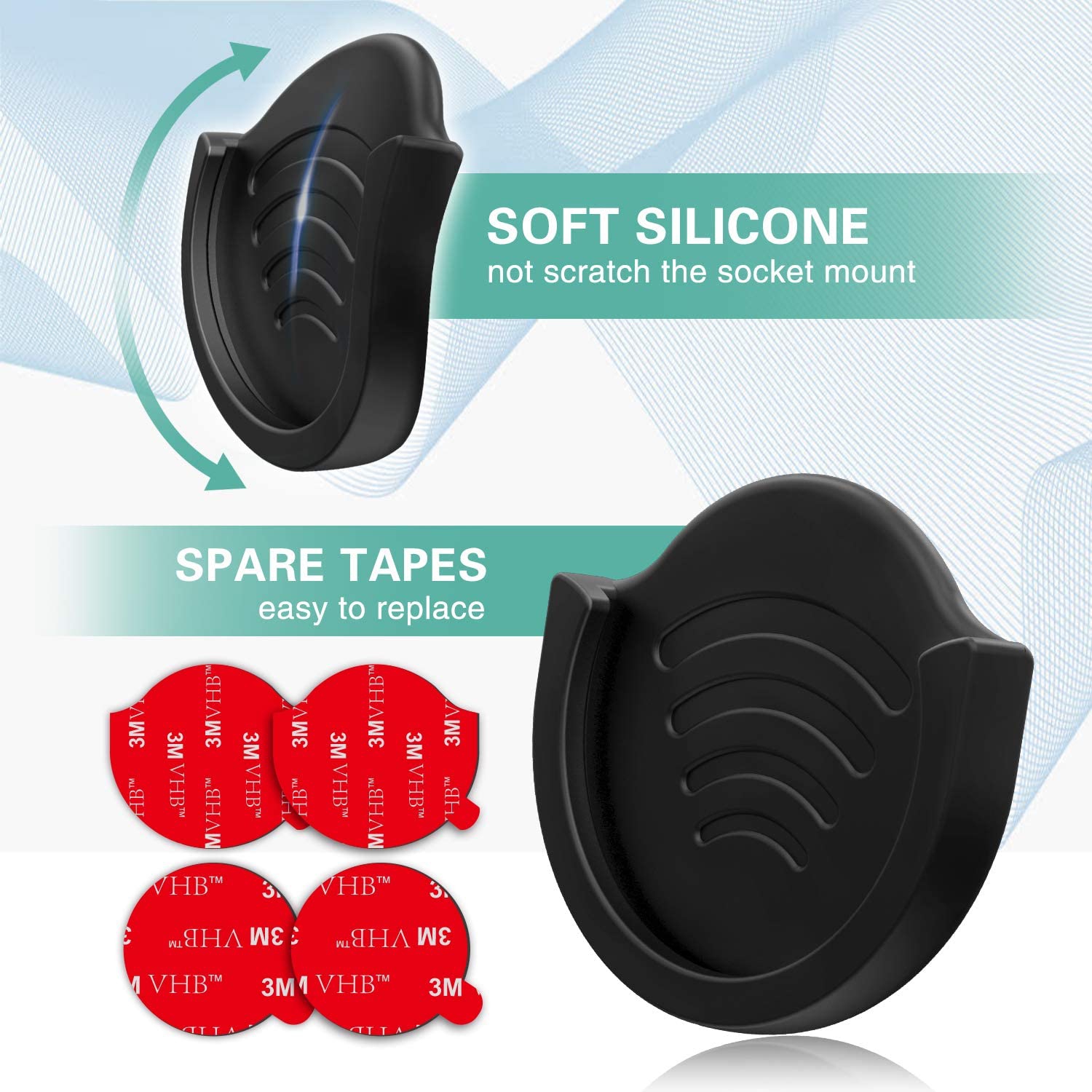 Car Grips Mount for Phone Stand, 2 Pack Car Phone Holder for Collapsible Grip / Socket Mount Users with 3M Sticky Adhesive Replacement Used on