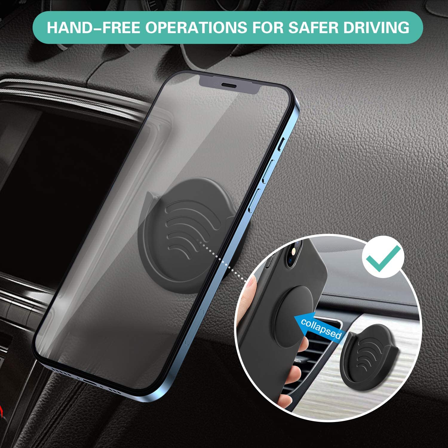 Car Grips Mount for Phone Stand, 2 Pack Car Phone Holder for Collapsible Grip / Socket Mount Users with 3M Sticky Adhesive Replacement Used on