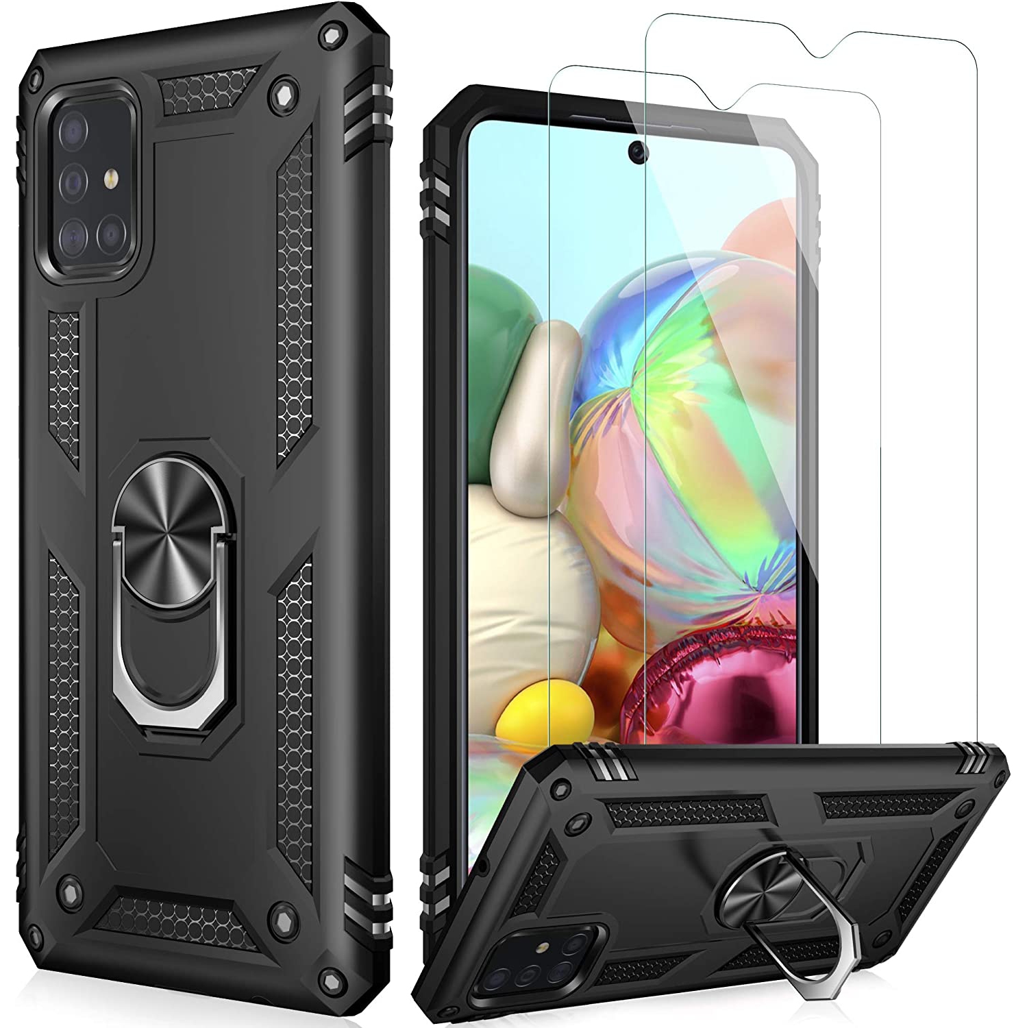 Galaxy A51 Case,Pass 16ft. Drop Tested Military Grade Cover with Magnetic Ring Kickstand Compatible with Car Mount Holder,Protective Phone Case for Samsung Galaxy A51 4G LT