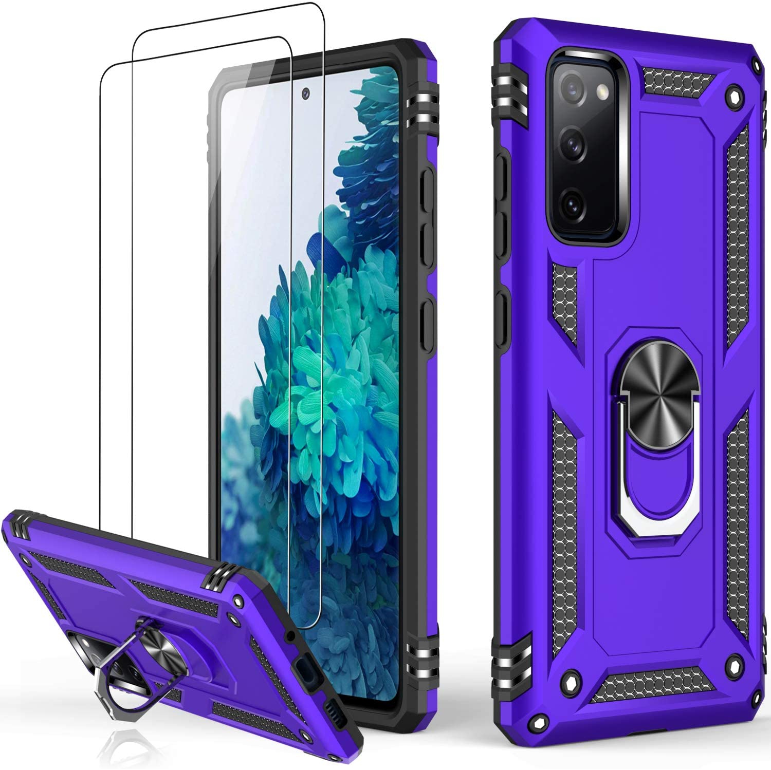 Galaxy S20 FE Case,Pass 16ft. Drop Tested Military Grade Cover with Magnetic Ring Kickstand Compatible with Car Mount Holder,Protective Phone Case for Samsung Galaxy S20 FE