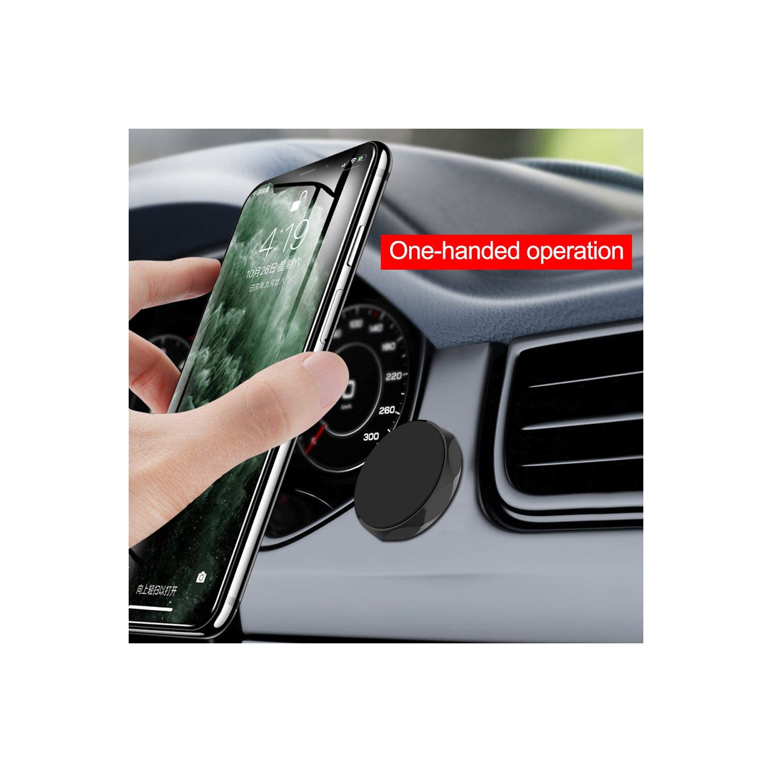 Universal Flat Magnetic Car Phone Mount/Key Holder/Multifunction Rhombus Sticker Black [4Pack]