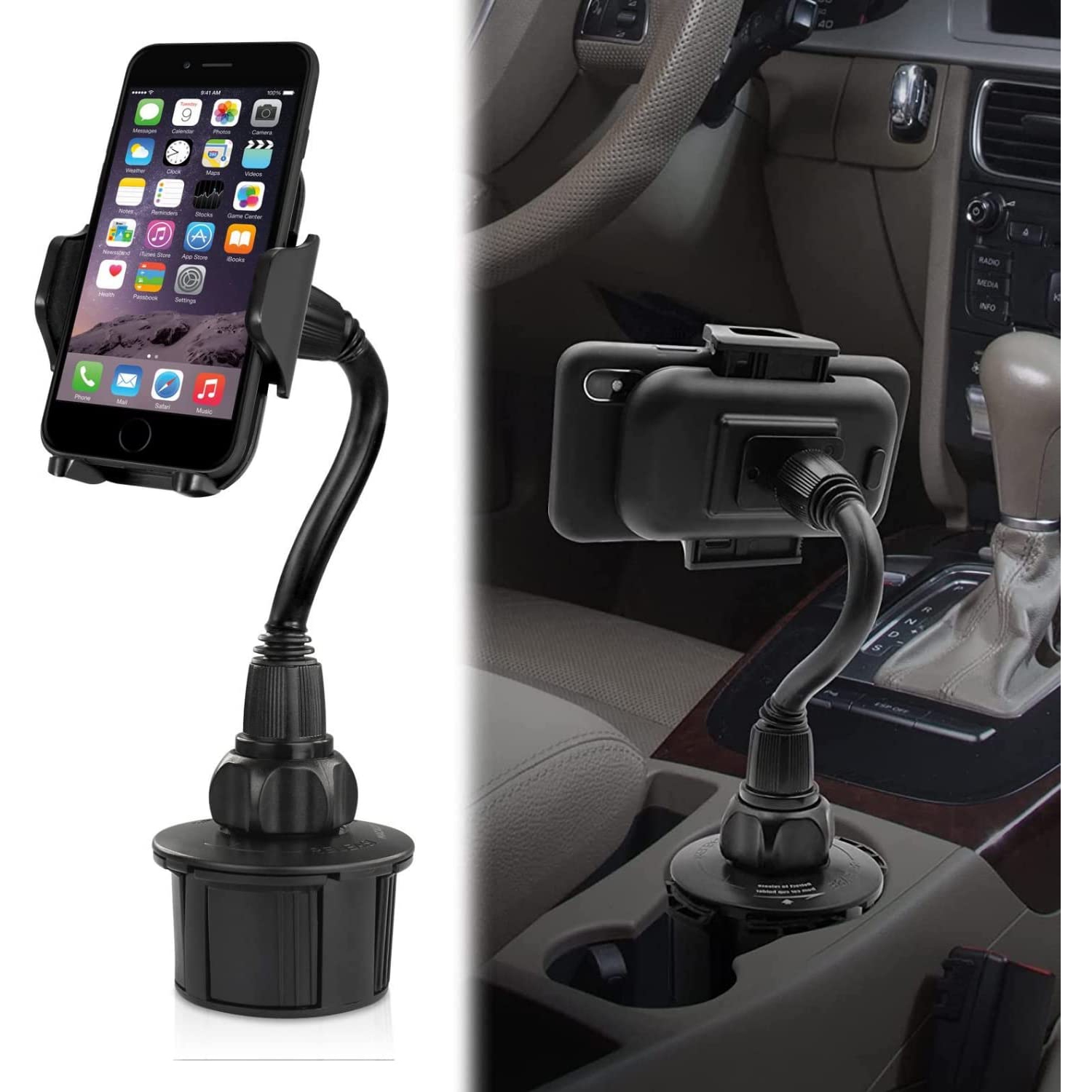 Car Cup Holder Phone Mount - Secure Fit for Phones up to 4.1' Wide
