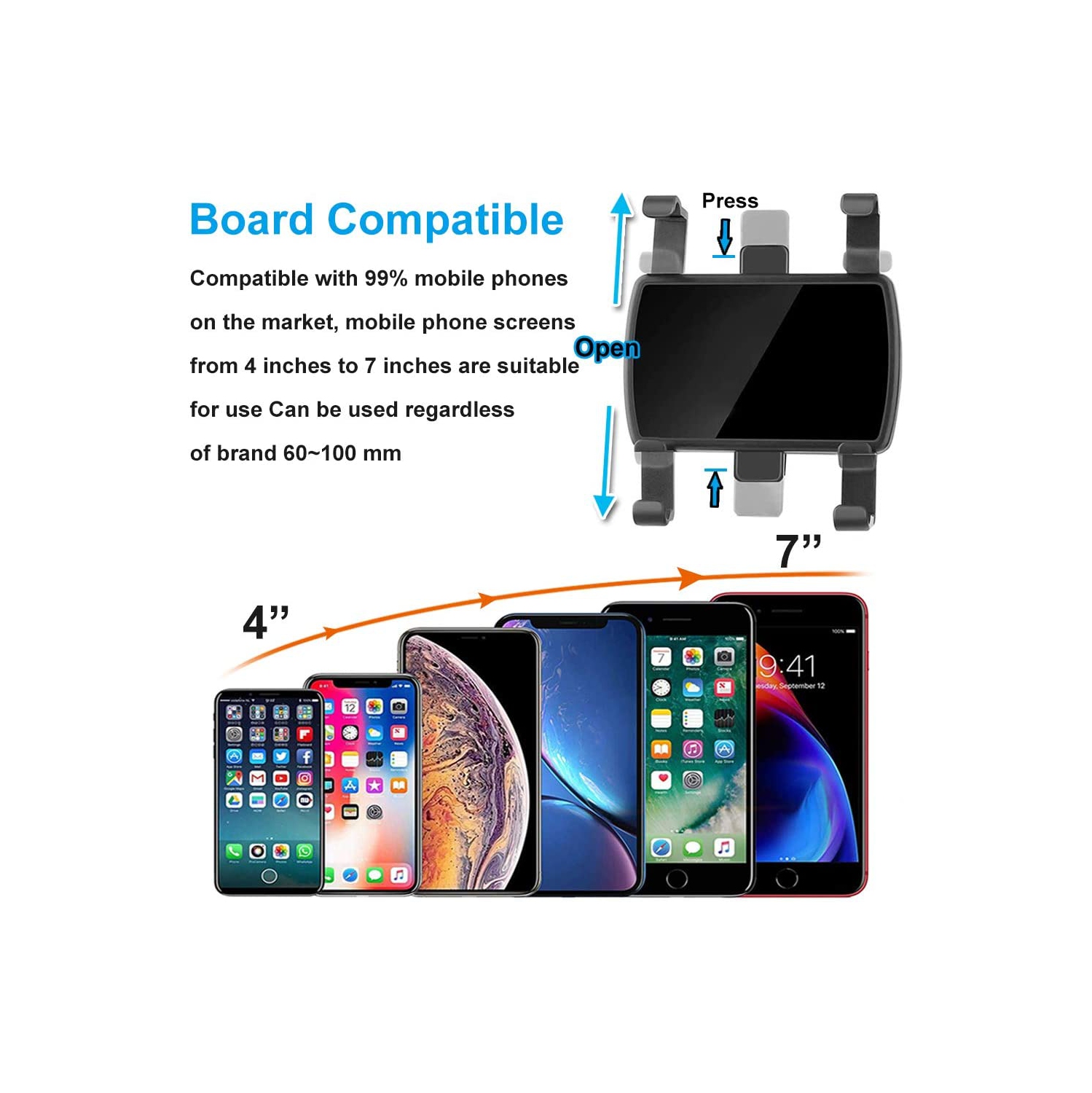 Support de téléphone pour l’auto, support de téléphone cellulaire pour support de voiture à pince rotative 360 degrés compatible avec iPhone 11/12