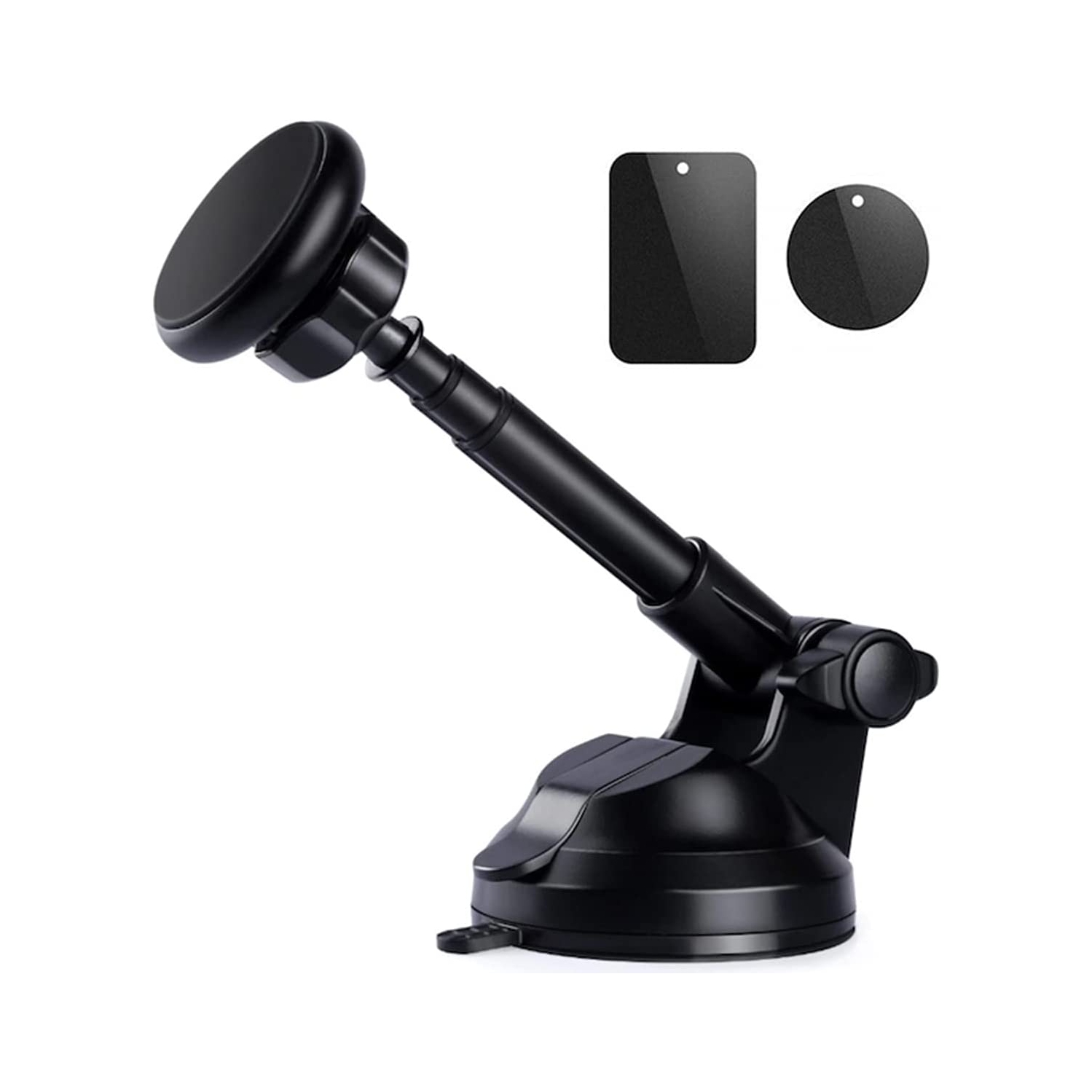 Universal Car Phone Mount, Magnetic Phone Holder for Car Windshield Dashboard, Powerful Suction Cup with Adjustable Telescopic Arm, 6 Strong Magnets Compatible for All Smar