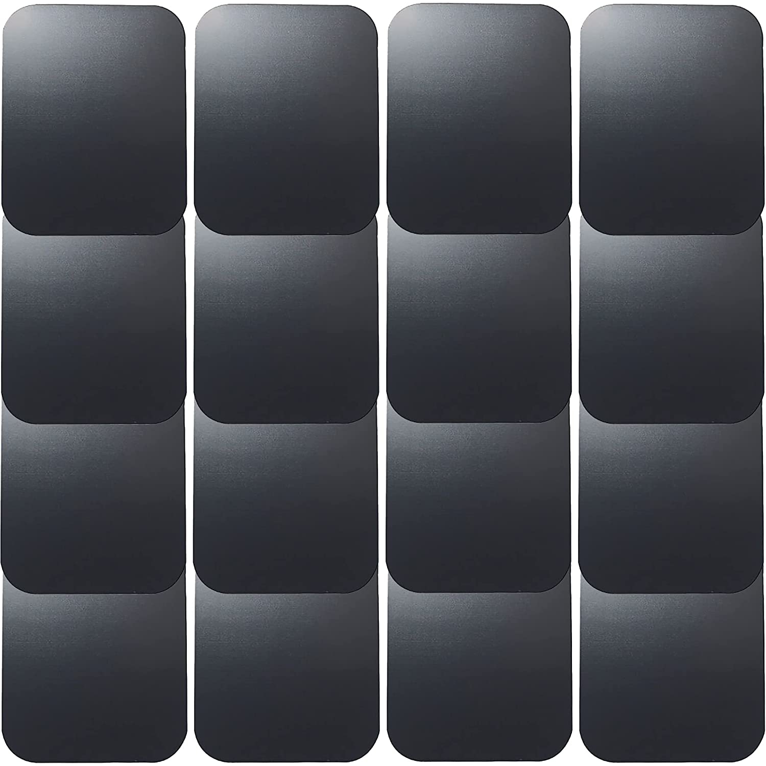 Replacement Metal Plates Set for Magnetic Car Phone Holder, Wall & Air Vent Mount, Case, Magnets. Kit of 16 Black Rectangular Iron Discs Without Holes. 3M Adhesive Backing. S
