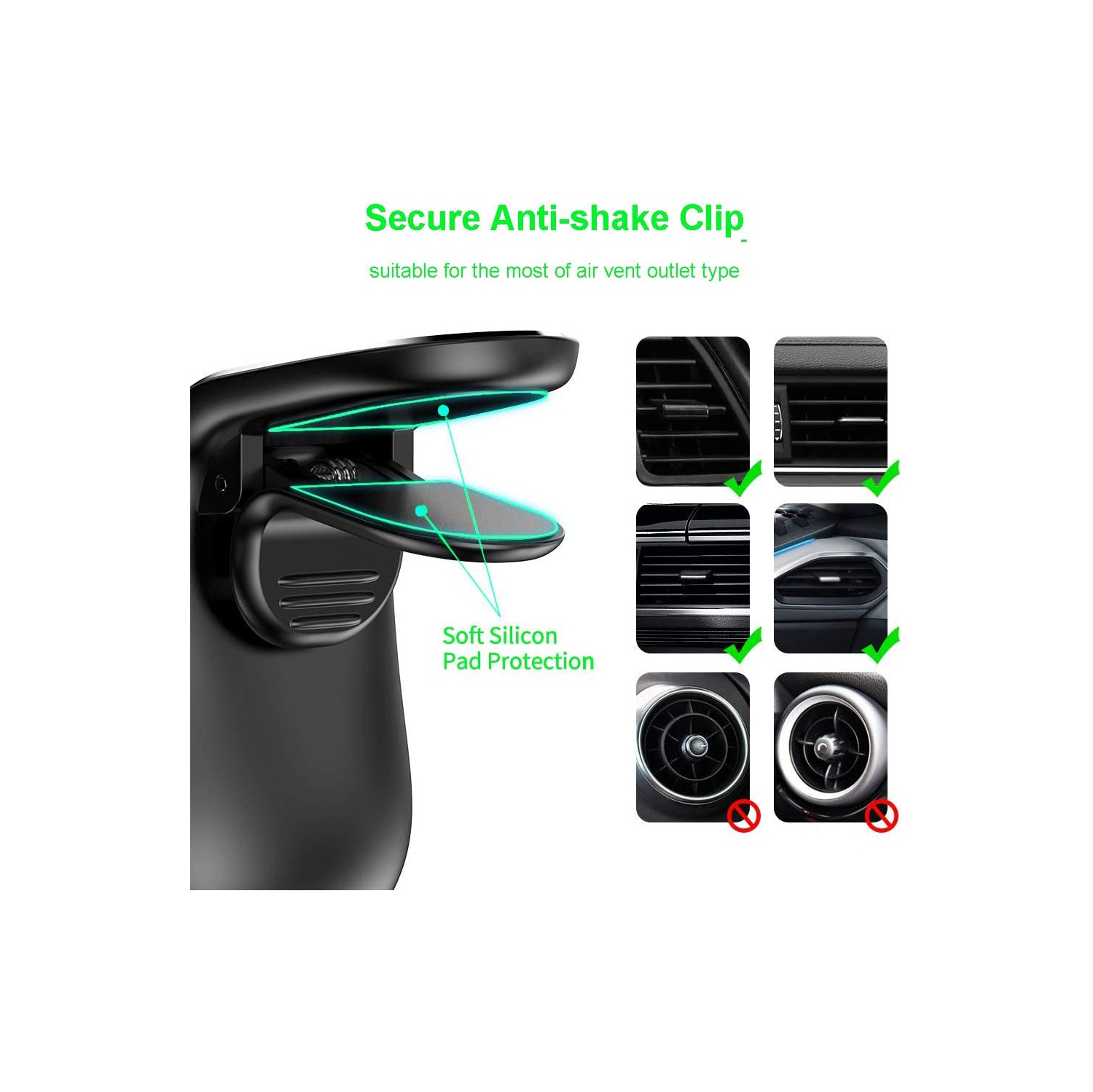 Magnetic Car Mount, Car Vent Mount Air Vent Car Mount Phone Holder 360 Degree Rotation Cell Phone Car Stand Compatible for iPhone 12 11 Pro, XS Max,