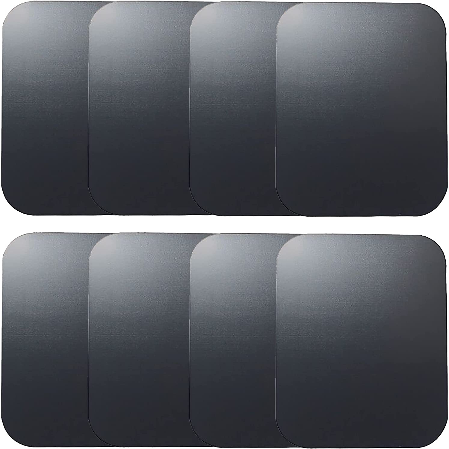 Replacement Metal Plates Set for Magnetic Car Phone Holder, Wall & Air Vent Mount, Cases, Magnets. Kit of 8 Black Rectangular Iron Discs Without Holes. 3M Adhesive Backing. S