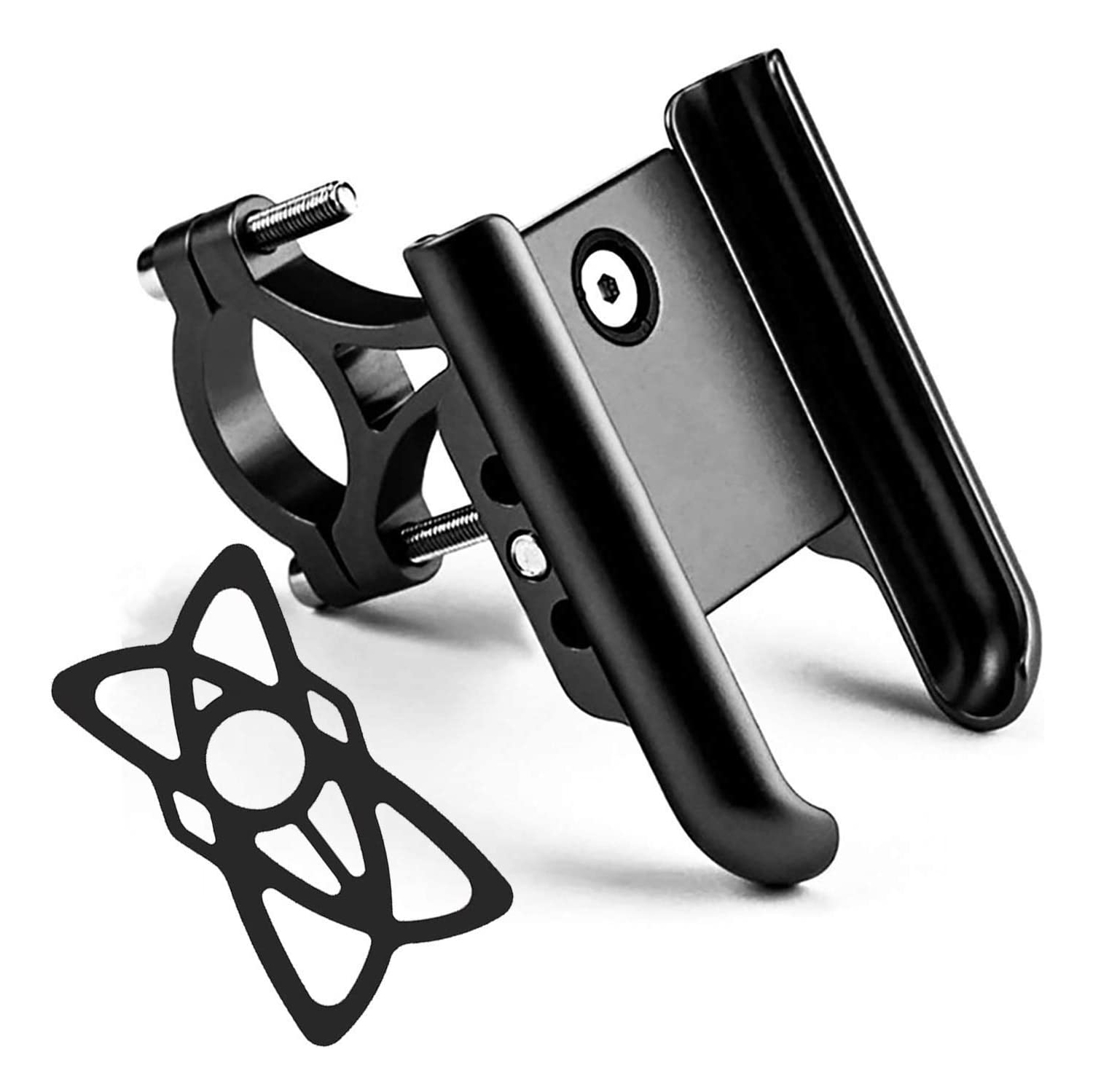 All Aluminium Bike/ Motorcycle Phone Holder Handlebar Phone Mount 360 Rotatable Compatible with 3.5-7.2 Inch Cellphones (Black)