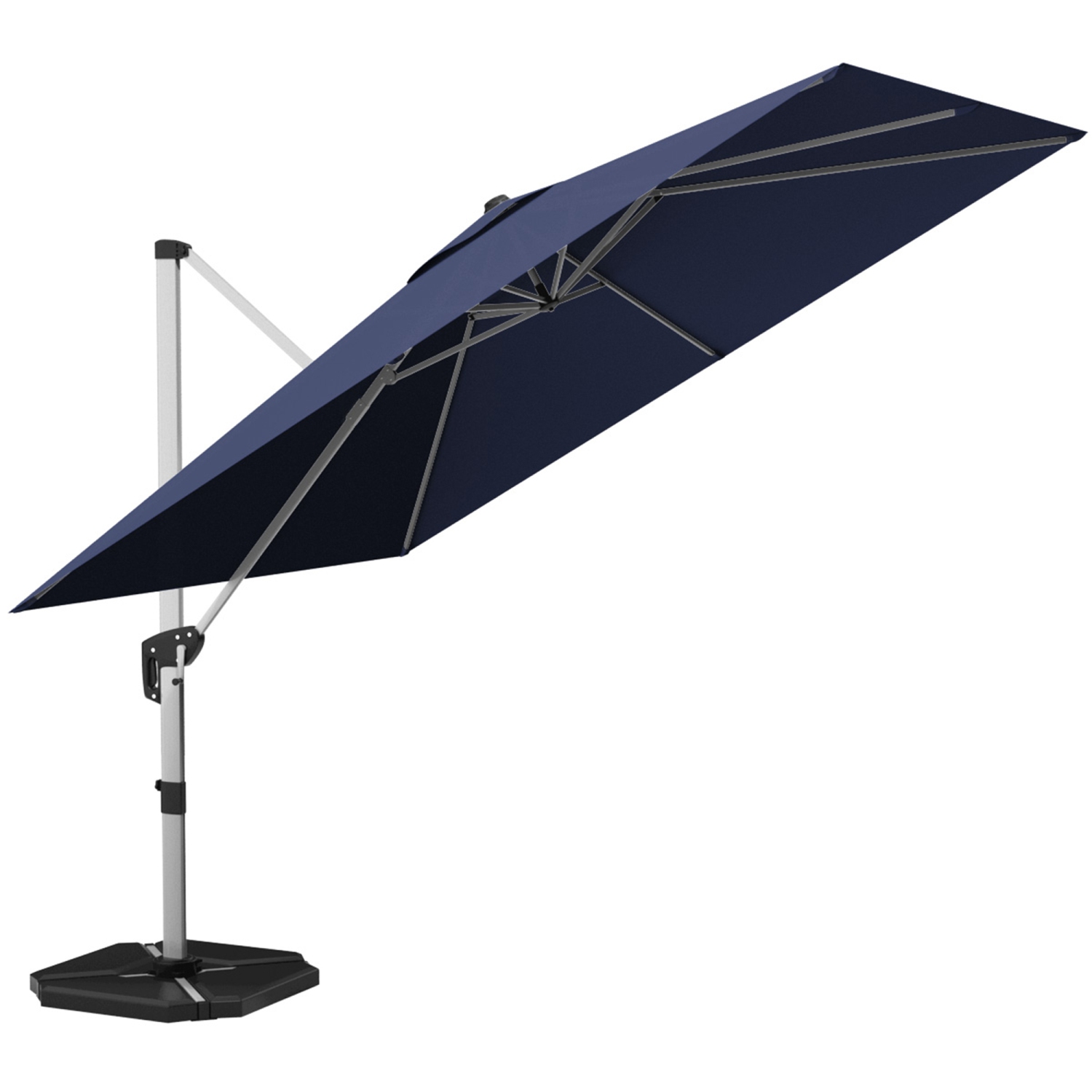 Gymax 10Ft Square Offset Hanging Patio Umbrella w/ Base 360 Degree Tilt Brick Red/Red/Blue/Beige/Tan